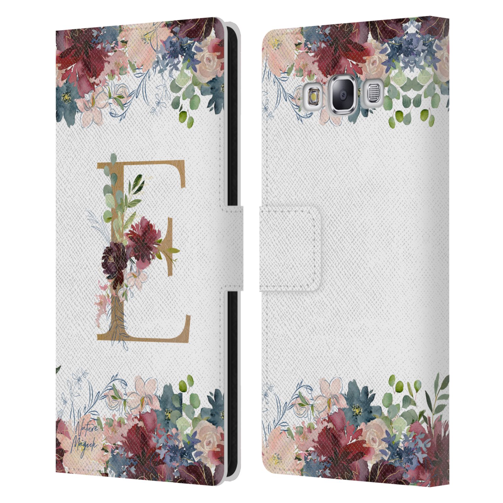 NATURE MAGICK FLOWERS MONOGRAM FLORAL GOLD LEATHER BOOK CASE FOR SAMSUNG PHONE 3 - Picture 11 of 18