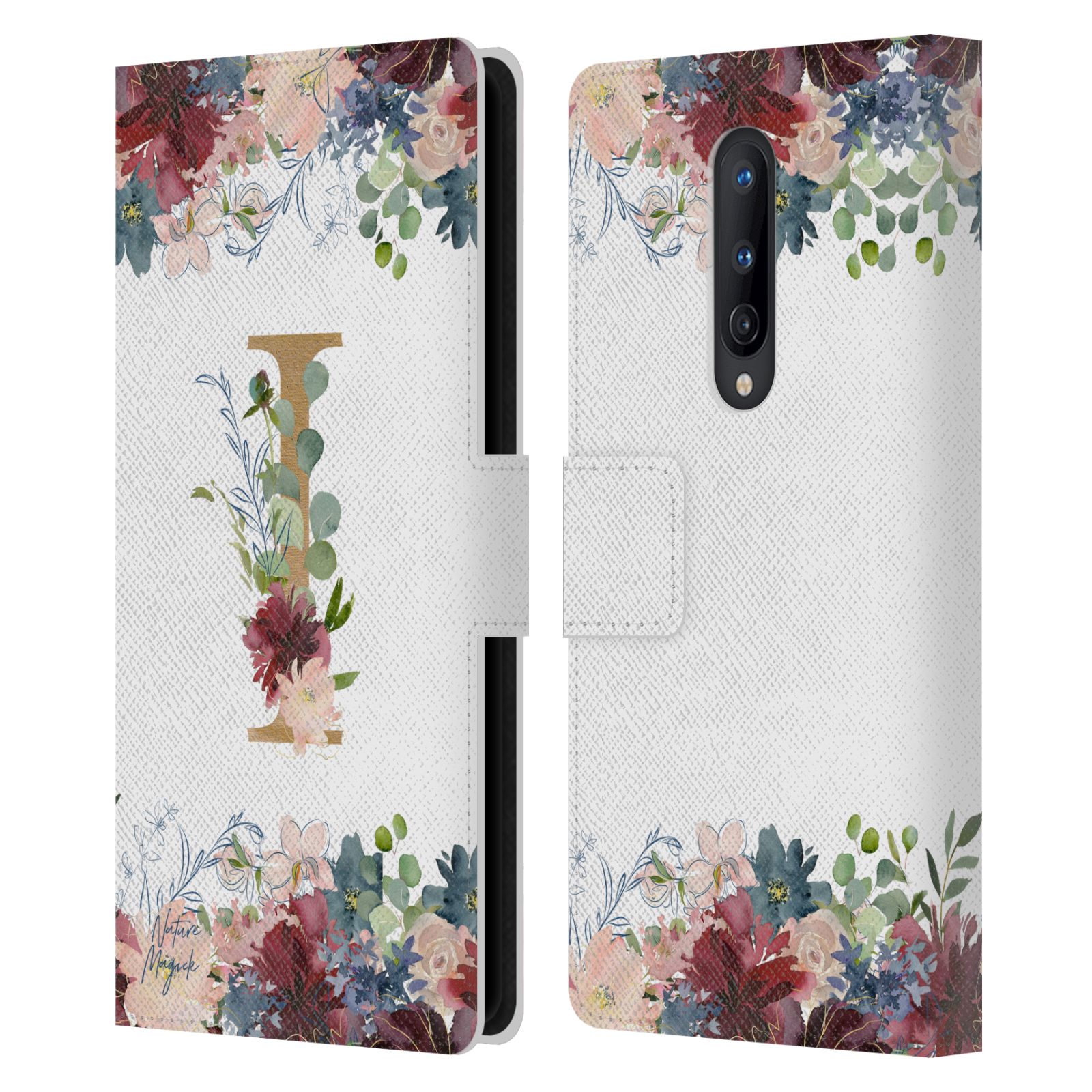 NATURE MAGICK FLOWERS MONOGRAM FLORAL GOLD LEATHER BOOK CASE FOR ONEPLUS PHONES - Foto 15 di 19