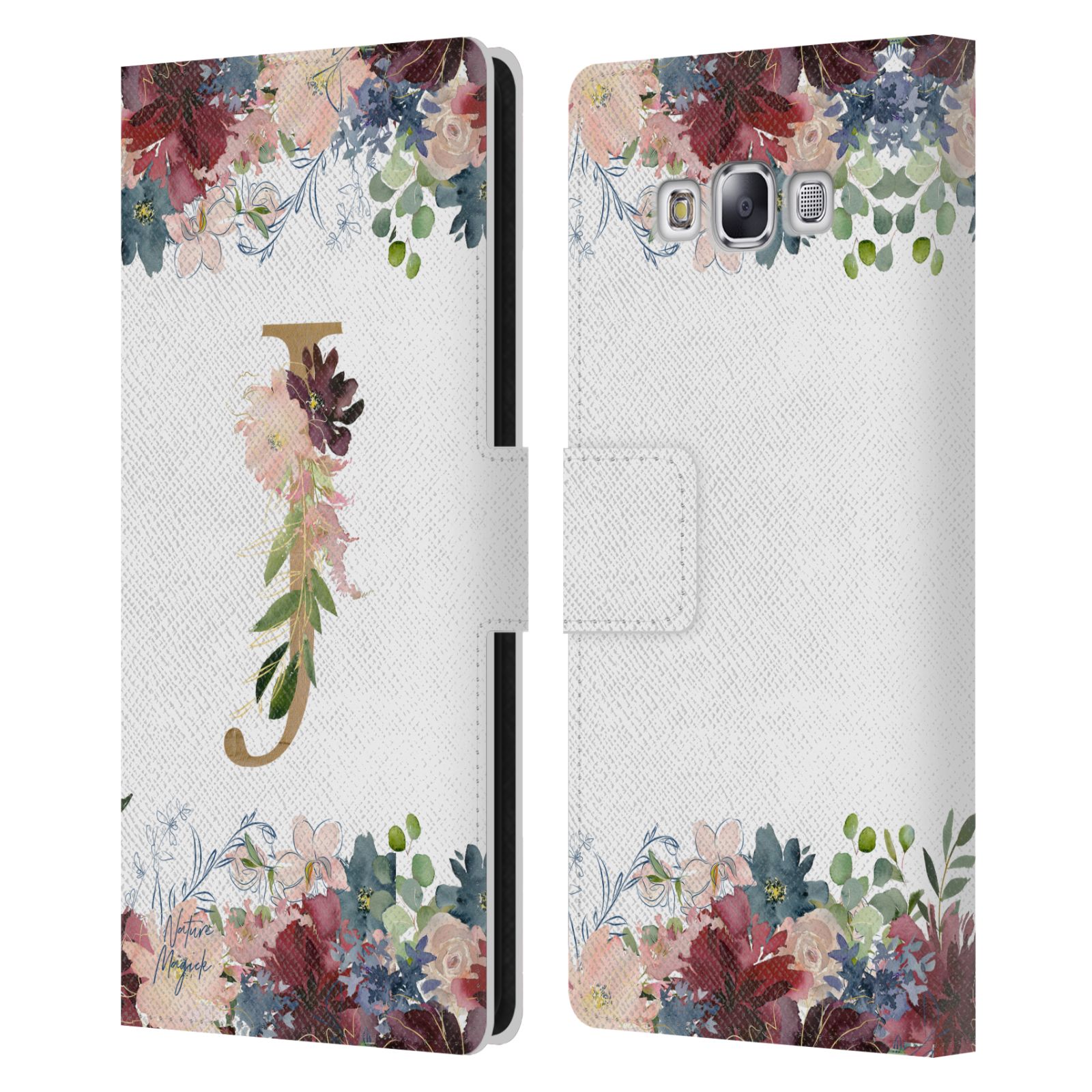 NATURE MAGICK FLOWERS MONOGRAM FLORAL GOLD LEATHER BOOK CASE FOR SAMSUNG PHONE 3 - Picture 16 of 18