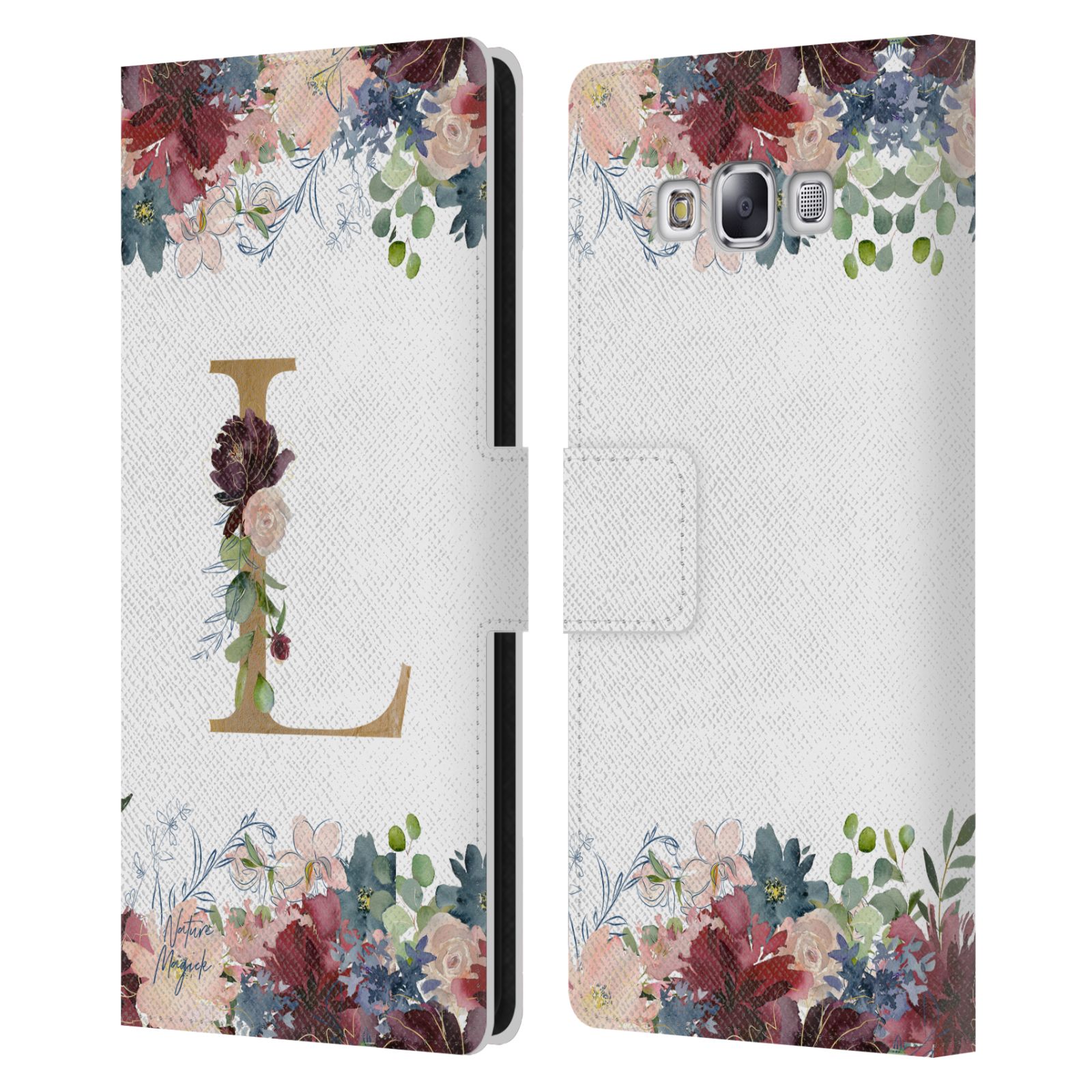 NATURE MAGICK FLOWERS MONOGRAM FLORAL GOLD LEATHER BOOK CASE FOR SAMSUNG PHONE 3 - Picture 18 of 18
