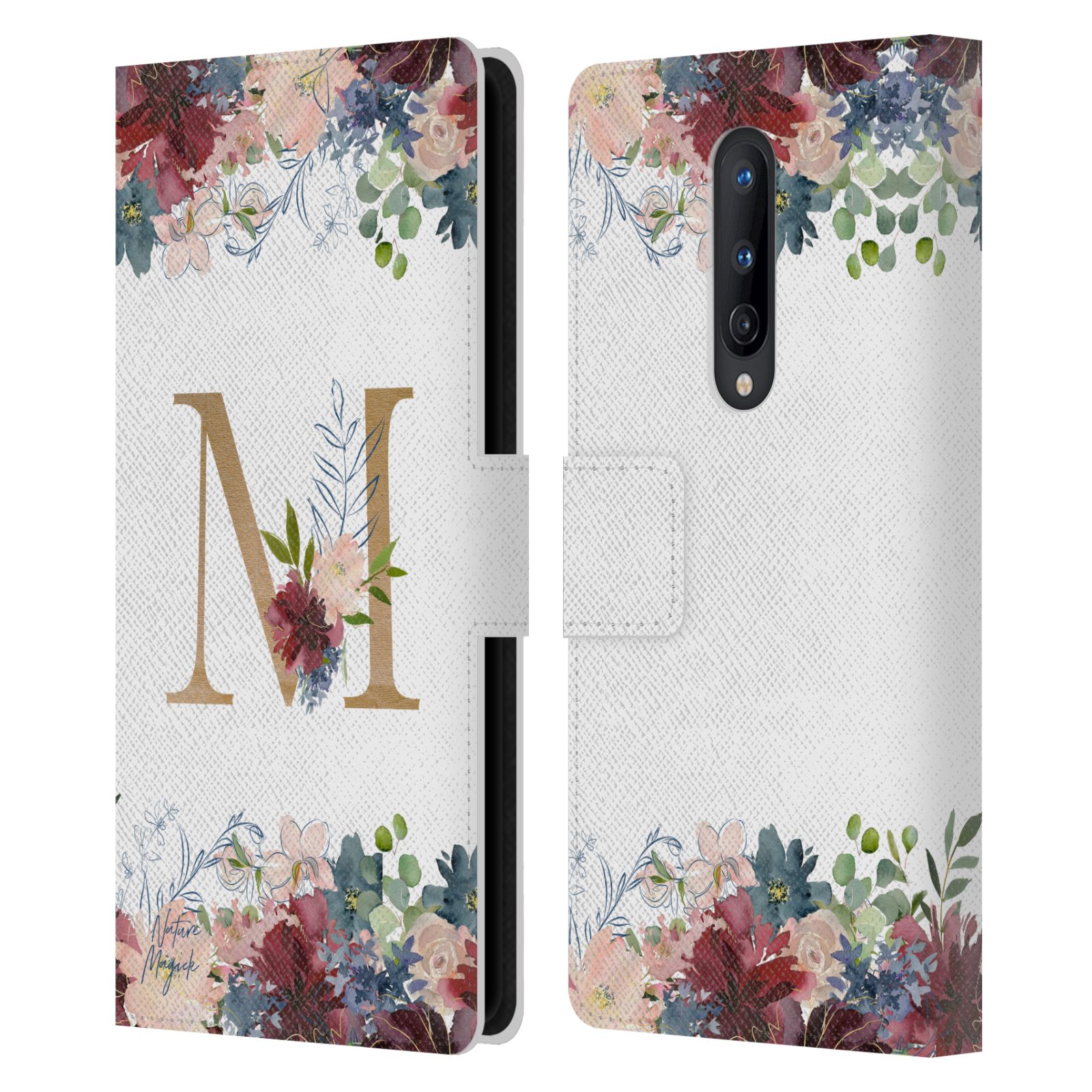 NATURE MAGICK FLOWERS MONOGRAM FLORAL GOLD LEATHER BOOK CASE FOR ONEPLUS PHONES - Foto 19 di 19