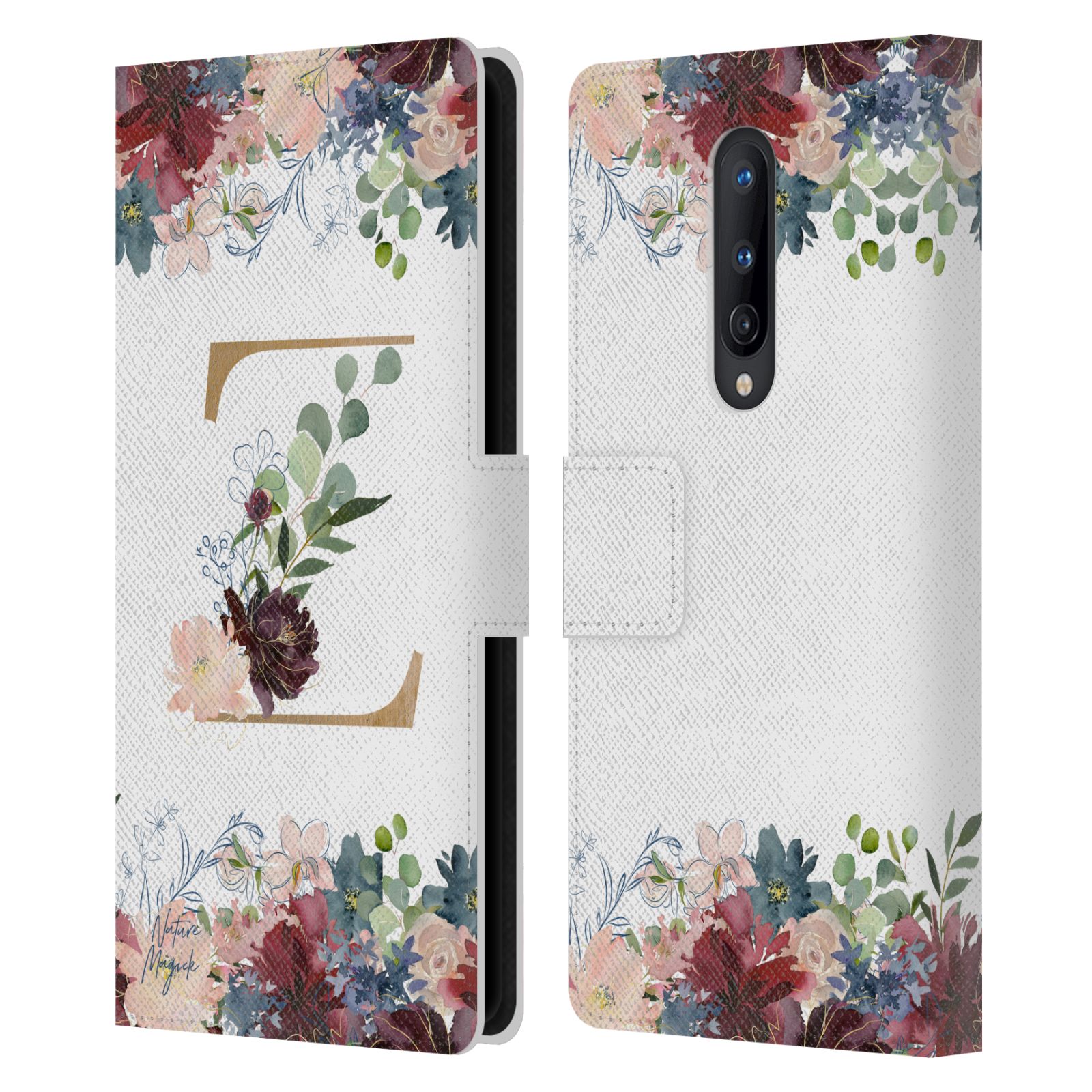 NATURE MAGICK FLOWERS MONOGRAM FLORAL GOLD 2 LEATHER BOOK CASE ONEPLUS PHONES - Picture 18 of 18