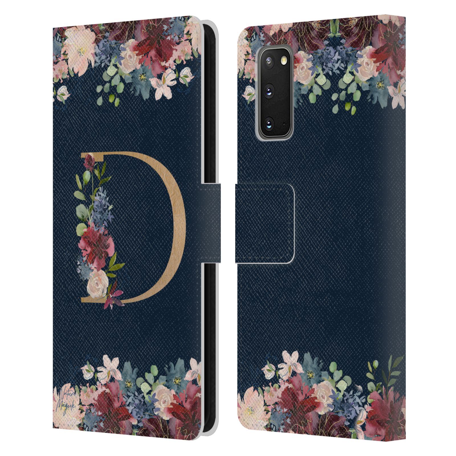 OFFICIAL NATURE MAGICK FLORAL MONOGRAM GOLD NAVY LEATHER BOOK CASE FOR SAMSUNG 1 - Picture 10 of 19