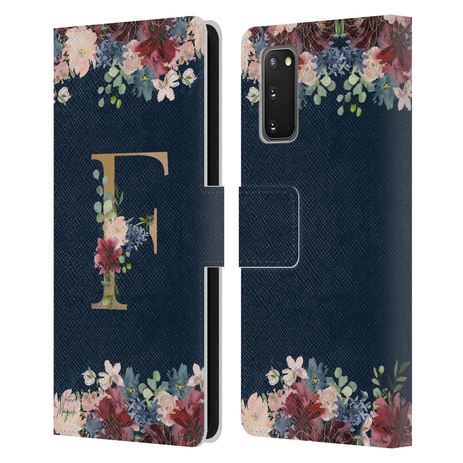 OFFICIAL NATURE MAGICK FLORAL MONOGRAM GOLD NAVY LEATHER BOOK CASE FOR SAMSUNG 1 - Picture 12 of 19