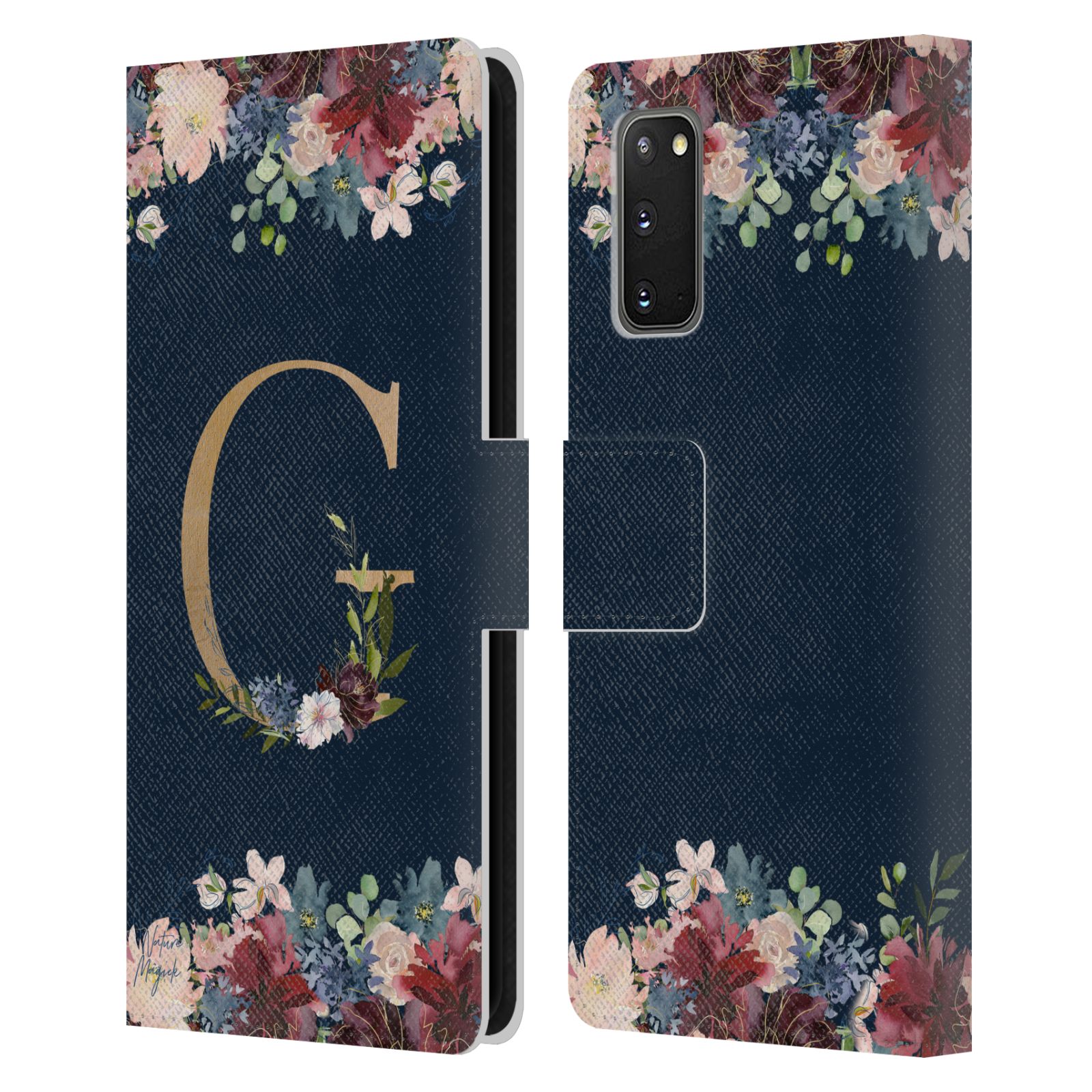 OFFICIAL NATURE MAGICK FLORAL MONOGRAM GOLD NAVY LEATHER BOOK CASE FOR SAMSUNG 1 - Picture 13 of 19