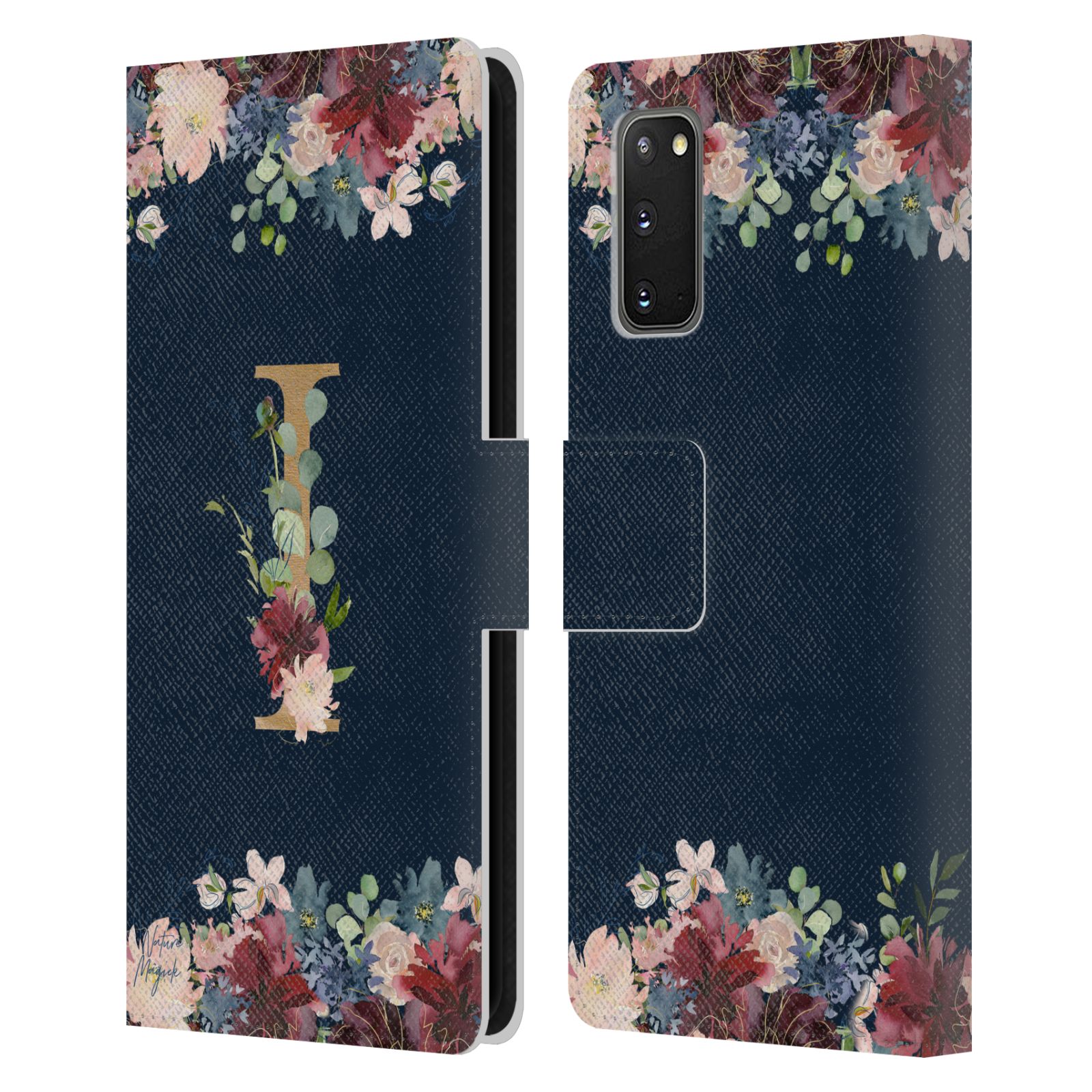 OFFICIAL NATURE MAGICK FLORAL MONOGRAM GOLD NAVY LEATHER BOOK CASE FOR SAMSUNG 1 - Picture 15 of 19