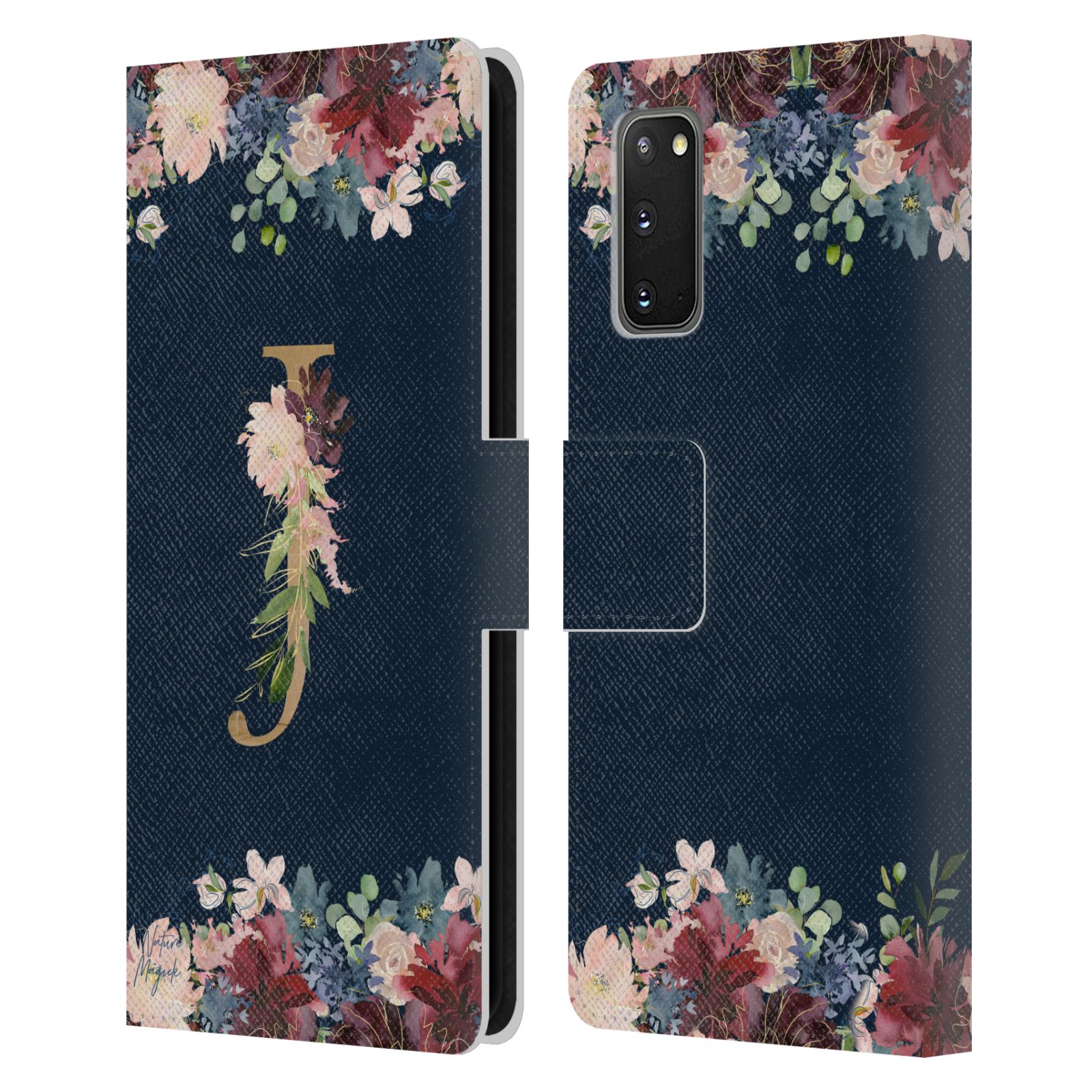 OFFICIAL NATURE MAGICK FLORAL MONOGRAM GOLD NAVY LEATHER BOOK CASE FOR SAMSUNG 1 - Picture 16 of 19