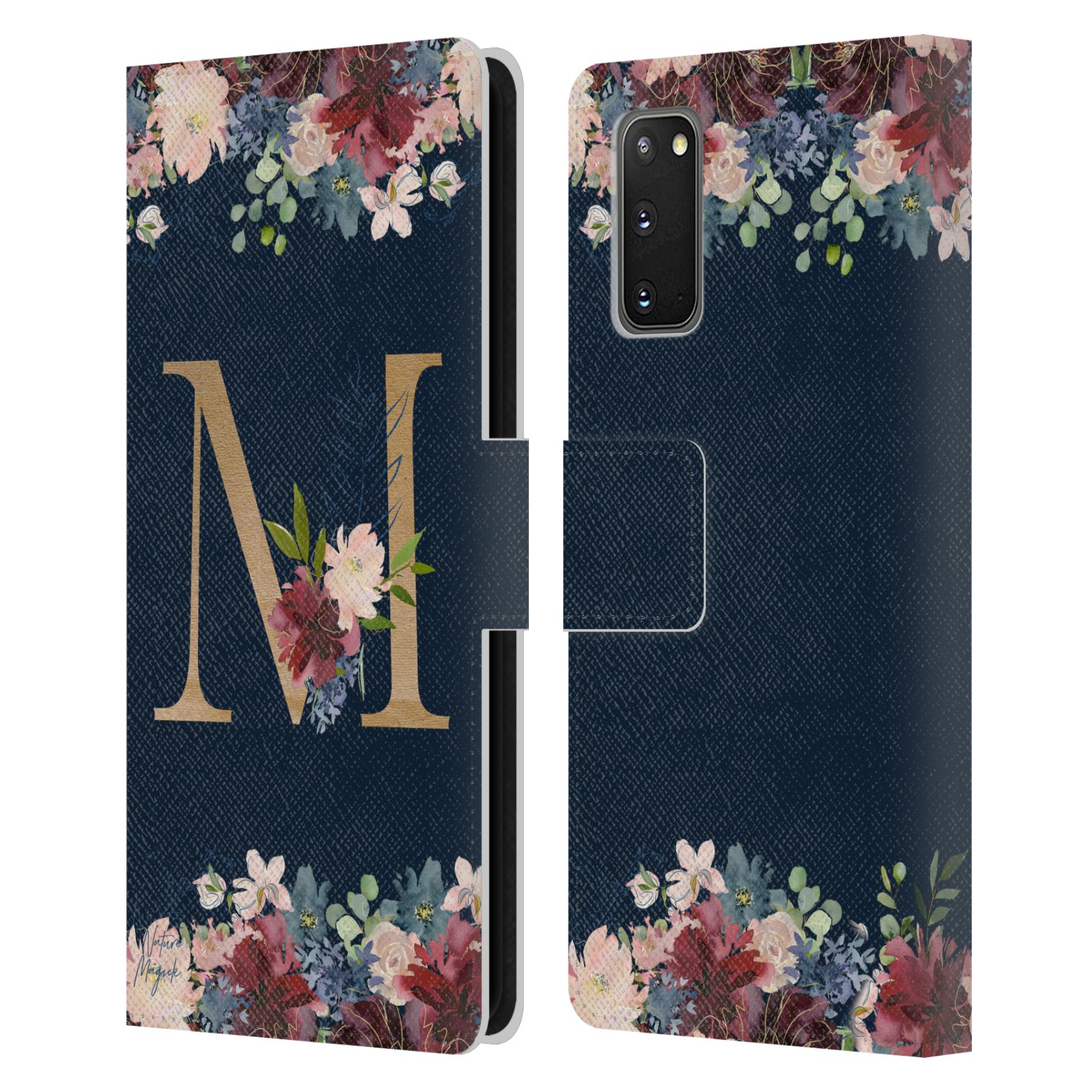 OFFICIAL NATURE MAGICK FLORAL MONOGRAM GOLD NAVY LEATHER BOOK CASE FOR SAMSUNG 1 - Picture 19 of 19