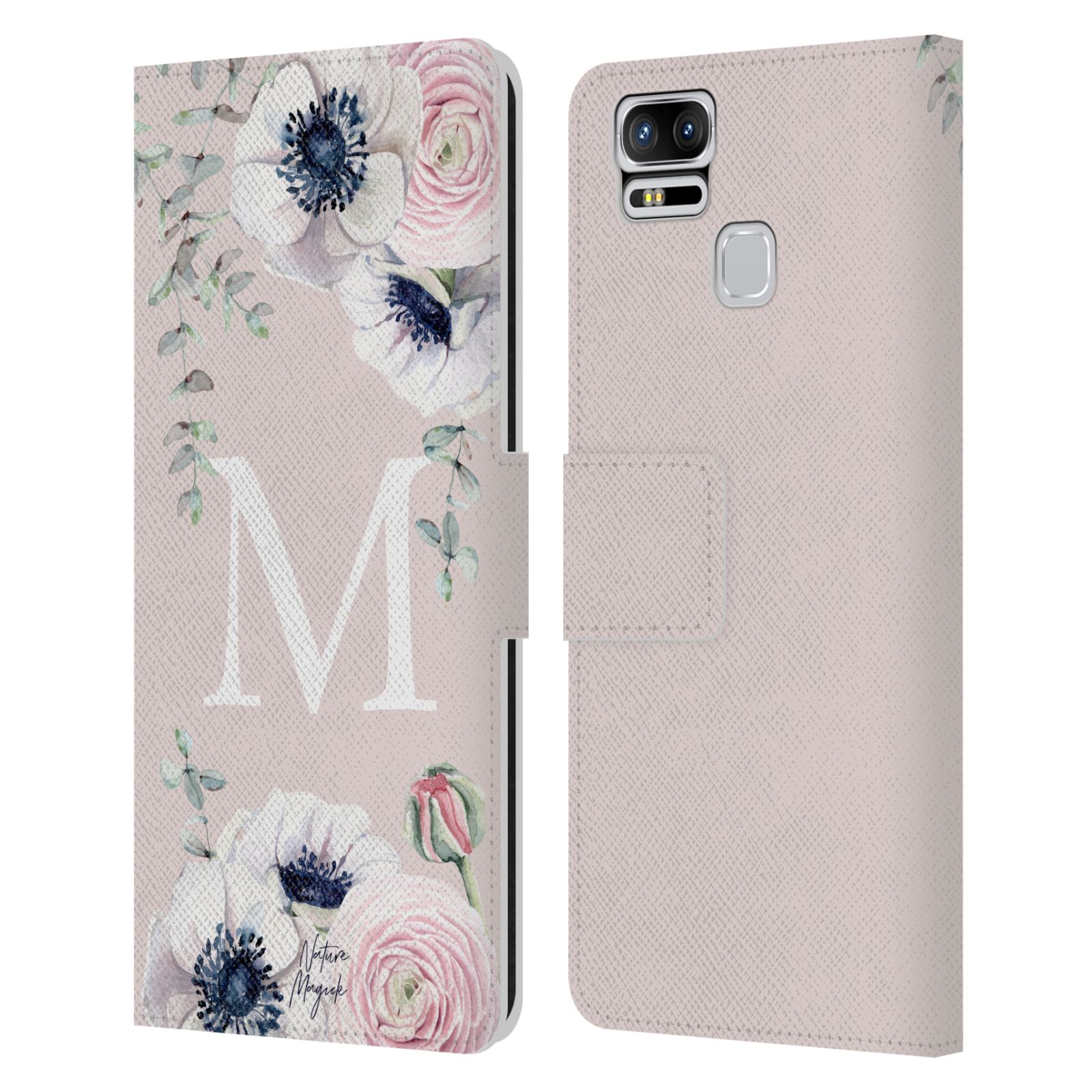 NATURE MAGICK FLORAL MONOGRAM PINK FLOWERS LEATHER BOOK CASE FOR ASUS ZENFONE - Picture 7 of 7