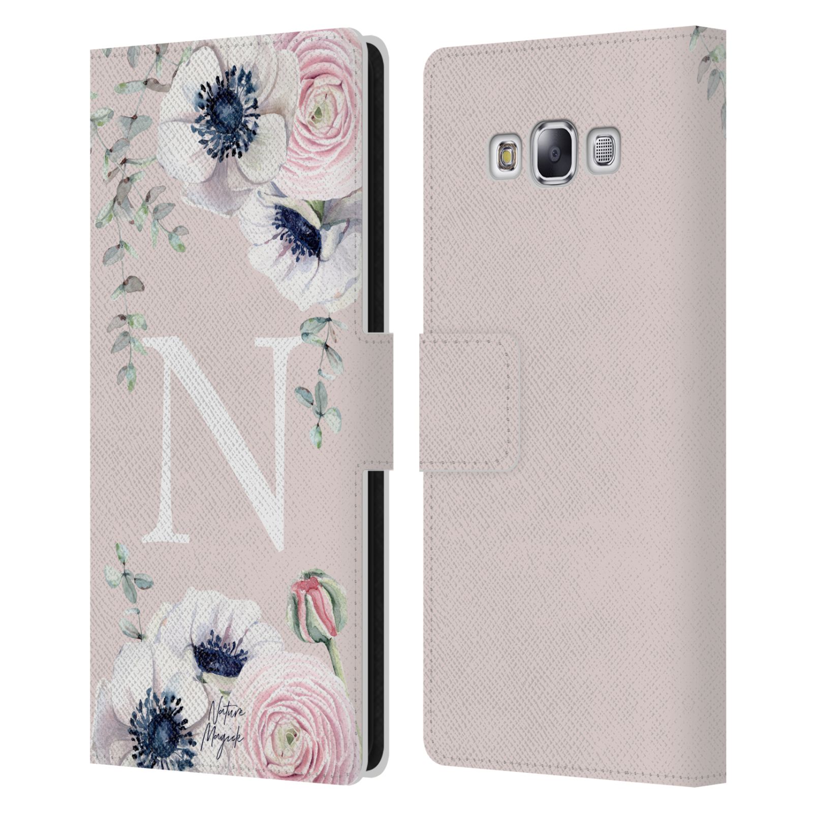 NATURE MAGICK FLORAL MONOGRAM PINK FLOWERS 2 LEATHER BOOK CASE SAMSUNG PHONE 3