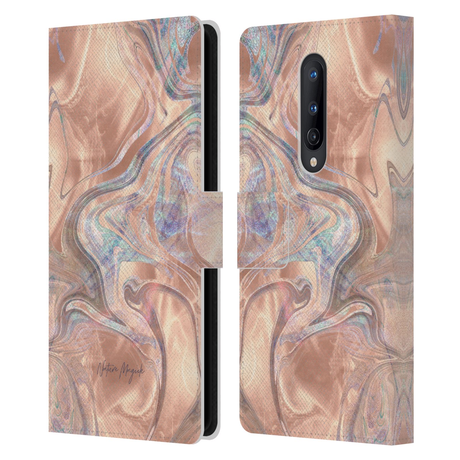NATURE MAGICK MERMAID ROSE GOLD MARBLE LEATHER BOOK CASE FOR ONEPLUS PHONES - Picture 8 of 17