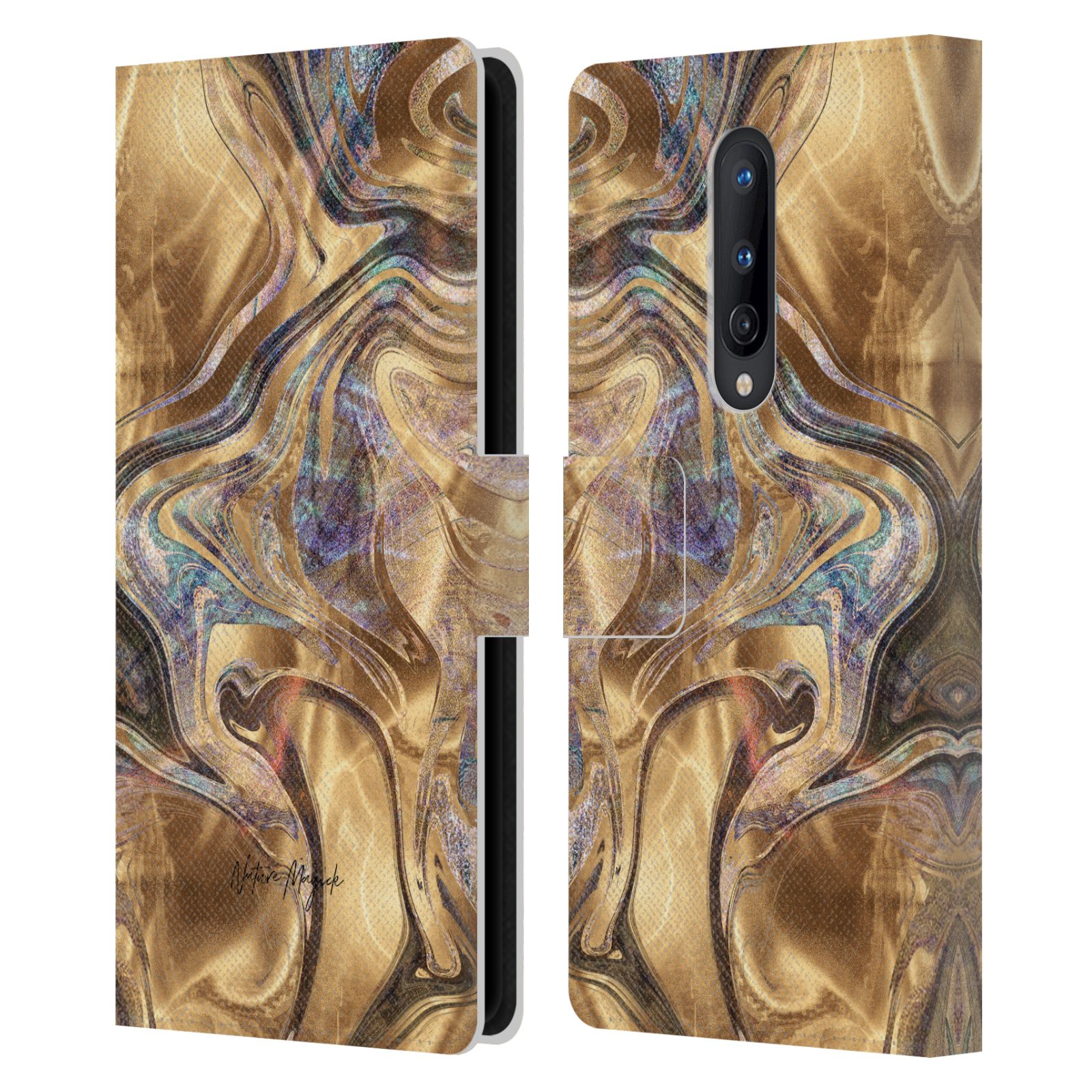 NATURE MAGICK MERMAID ROSE GOLD MARBLE LEATHER BOOK CASE FOR ONEPLUS PHONES - Picture 9 of 17