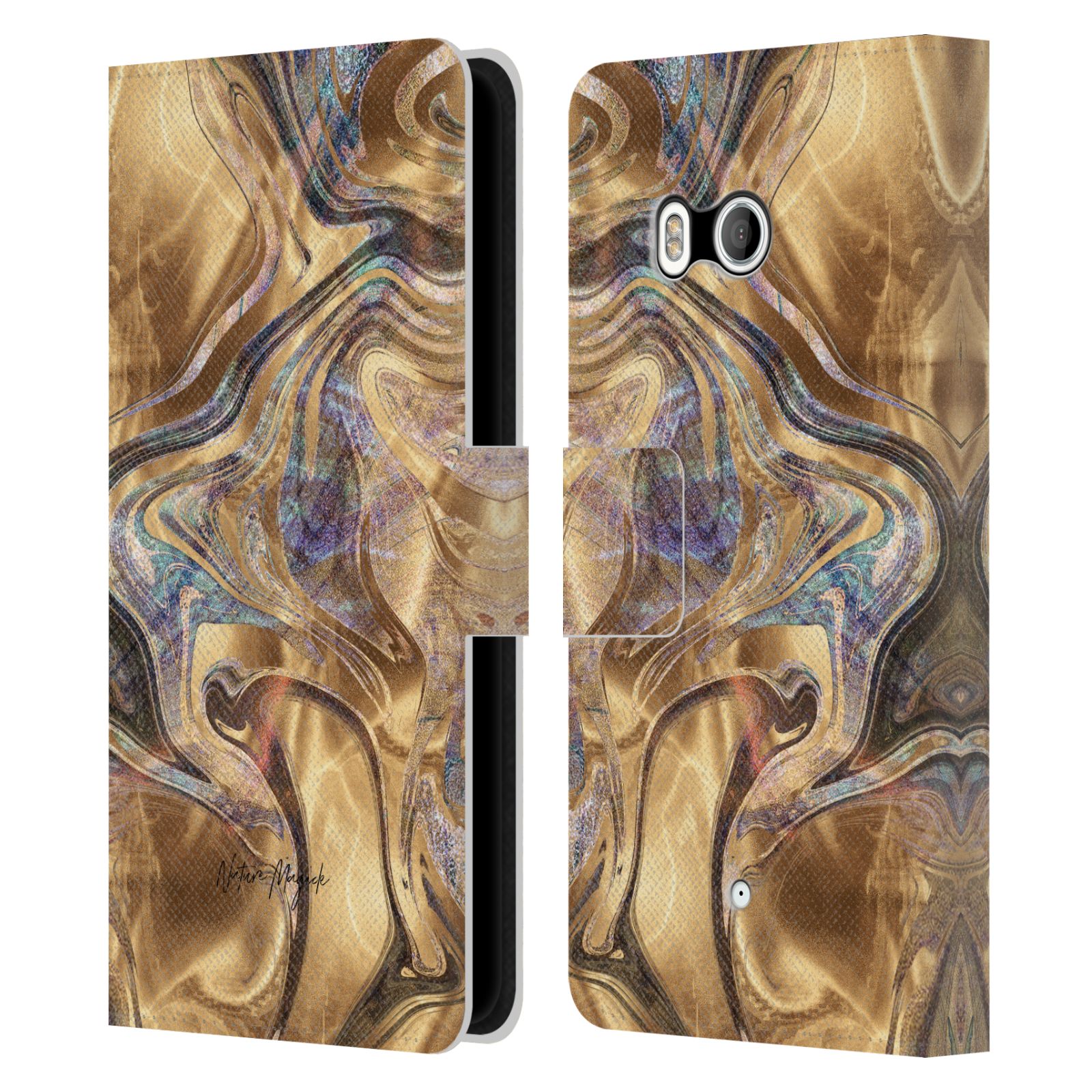 NATURE MAGICK MERMAID ROSE GOLD MARBLE LEATHER BOOK CASE FOR HTC PHONES 1 - Picture 6 of 6
