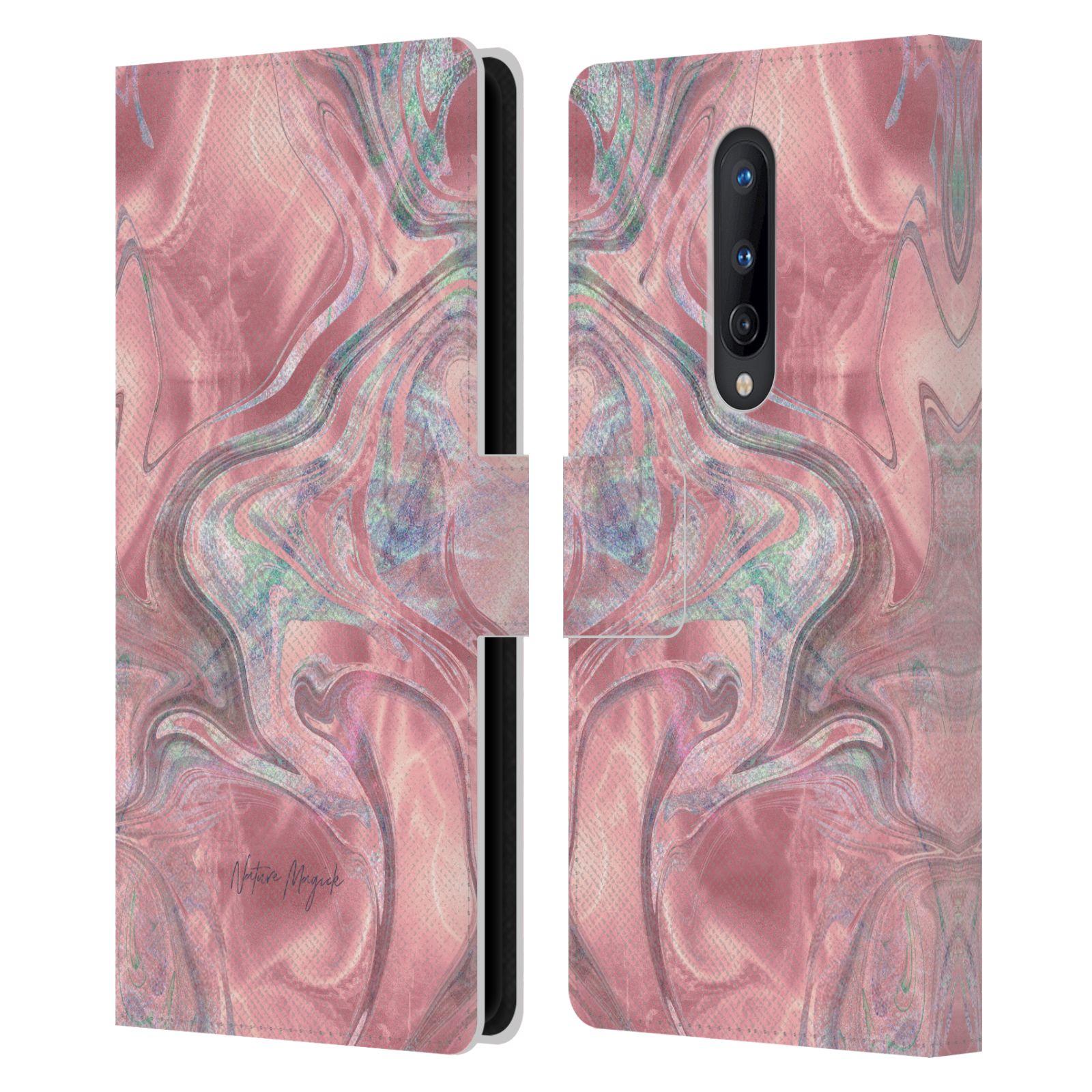NATURE MAGICK MERMAID ROSE GOLD MARBLE LEATHER BOOK CASE FOR ONEPLUS PHONES - Picture 14 of 17