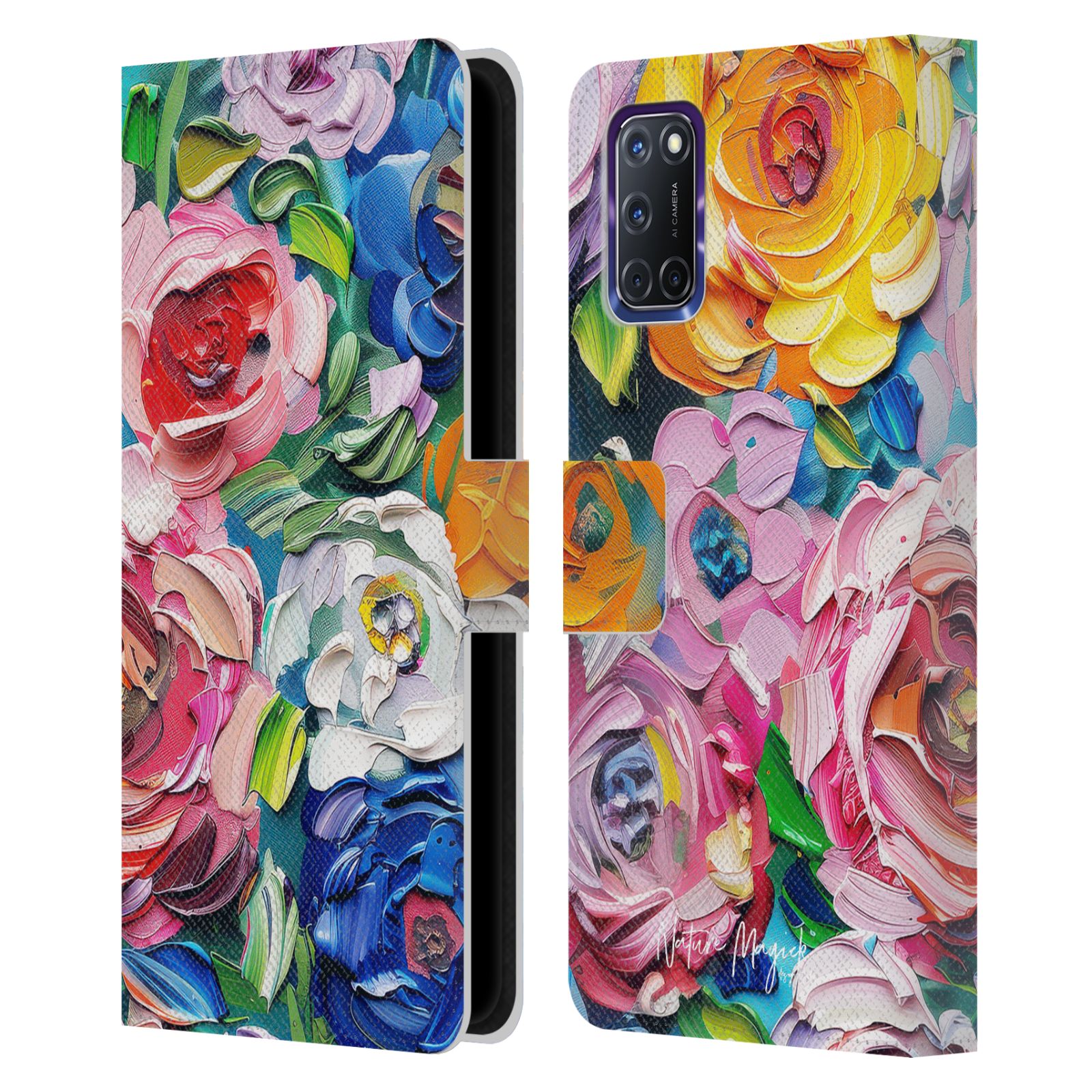 OFFICIAL NATURE MAGICK PAINT BLOBS LEATHER BOOK WALLET CASE FOR OPPO PHONES - Picture 7 of 14