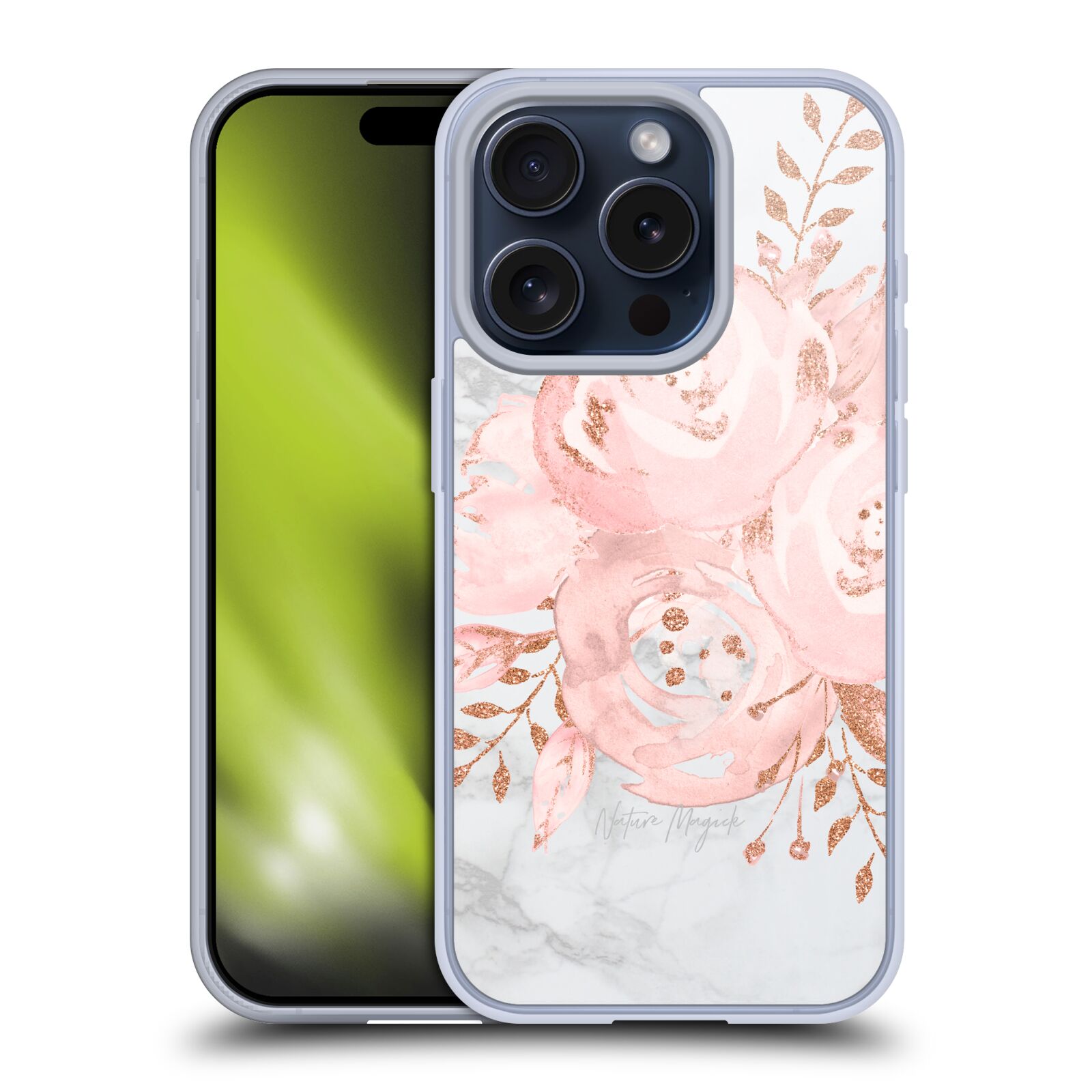 NATURE MAGICK PINK GLITTER FLOWERS ON MARBLE ÉTUI COQUE EN GEL POUR APPLE iPHONE - Photo 10 sur 14