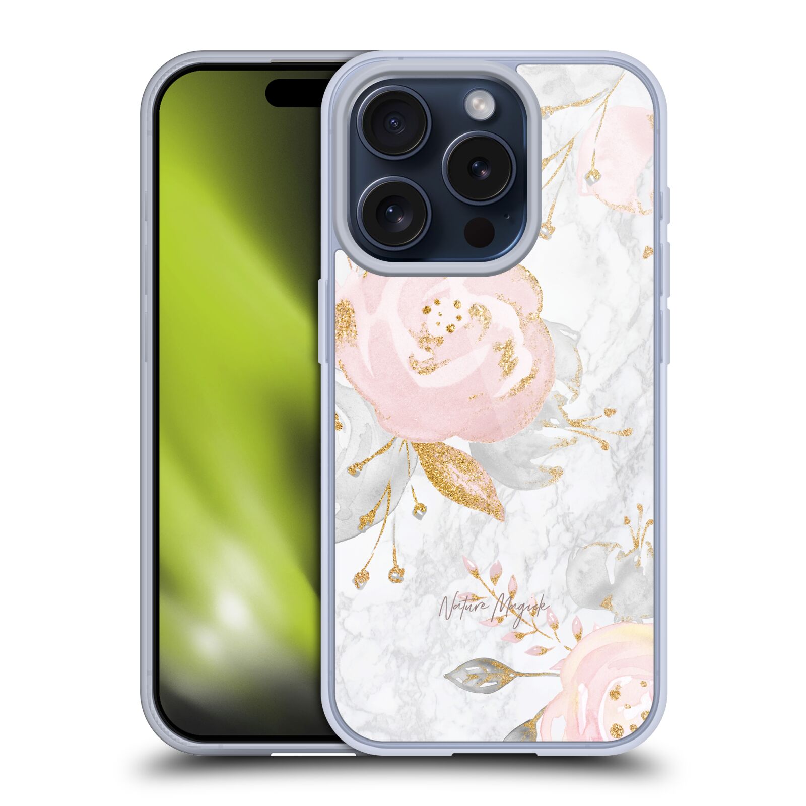 NATURE MAGICK PINK GLITTER FLOWERS ON MARBLE ÉTUI COQUE EN GEL POUR APPLE iPHONE - Photo 14 sur 14