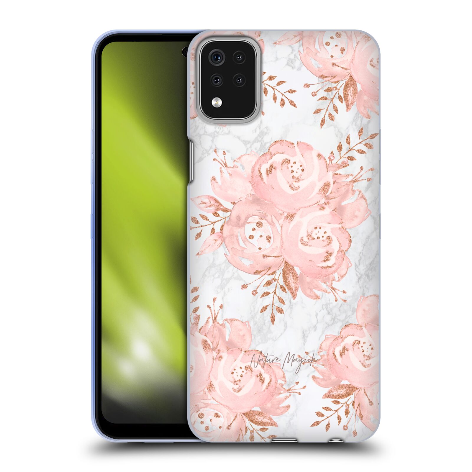 NATURE MAGICK PINK GLITTER FLOWERS ON MARBLE GEL CASE FOR LG PHONES 1 - Picture 8 of 8