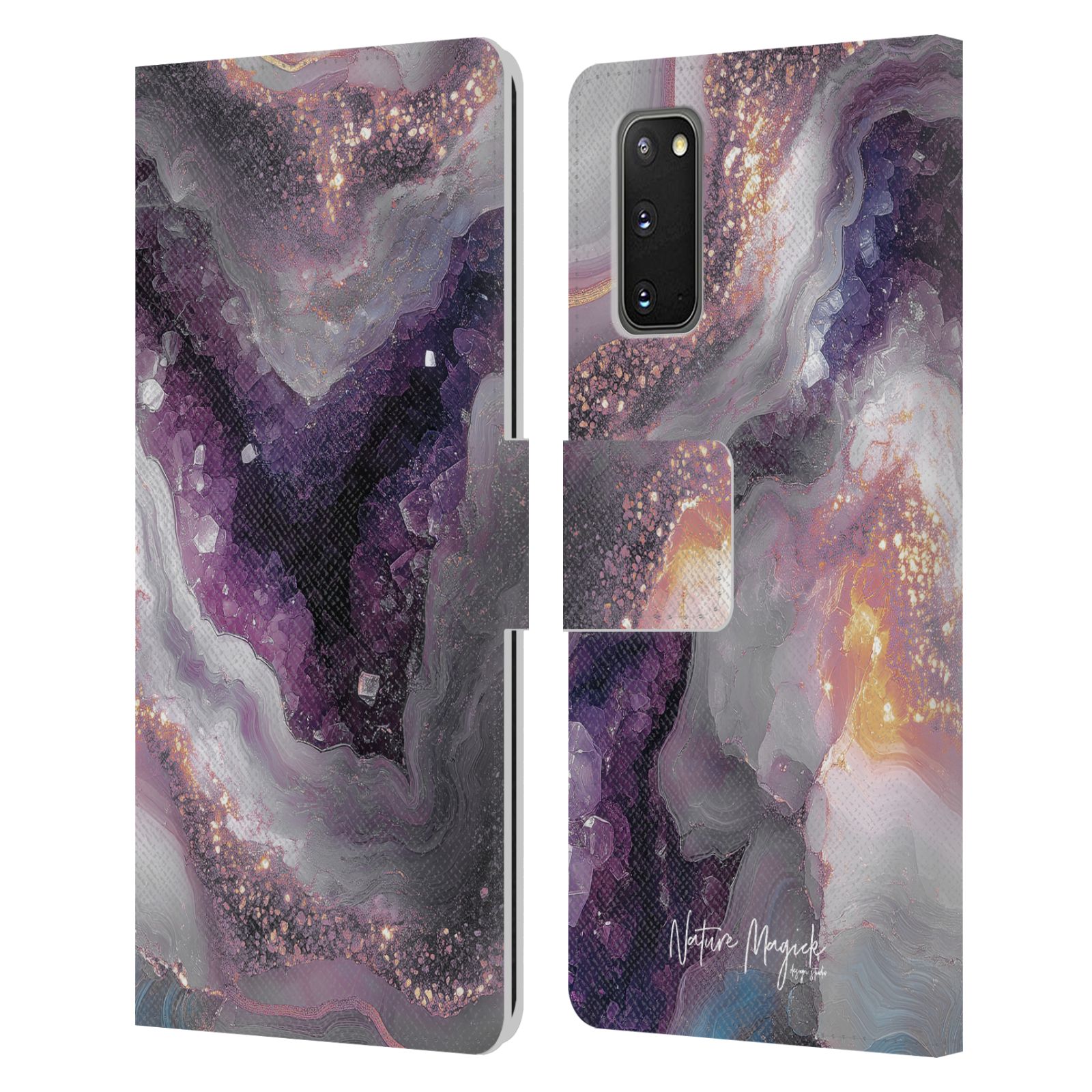 OFFICIAL NATURE MAGICK PLUM MARBLE LEATHER BOOK WALLET CASE FOR SAMSUNG PHONES 1 - Picture 7 of 14
