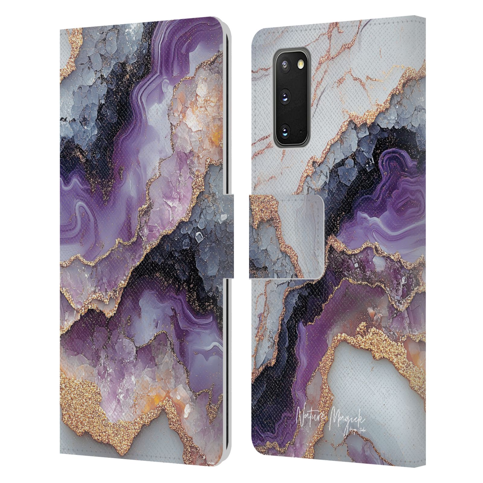 OFFICIAL NATURE MAGICK PLUM MARBLE LEATHER BOOK WALLET CASE FOR SAMSUNG PHONES 1 - Picture 9 of 14