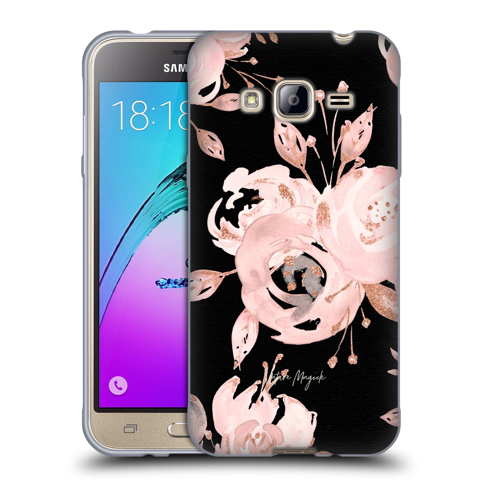 NATURE MAGICK ROSE GOLD GLITTER NIGHT ROSES SOFT GEL CASE FOR SAMSUNG PHONES 3