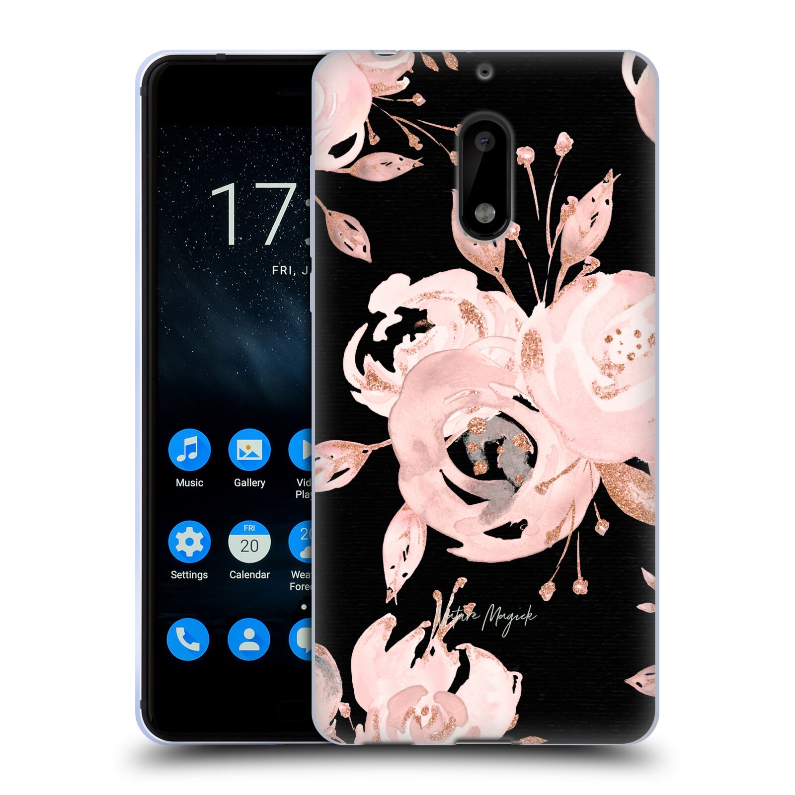 NATURE MAGICK ROSE GOLD GLITTER NIGHT ROSES SOFT GEL CASE FOR NOKIA PHONES 1 - Picture 9 of 10