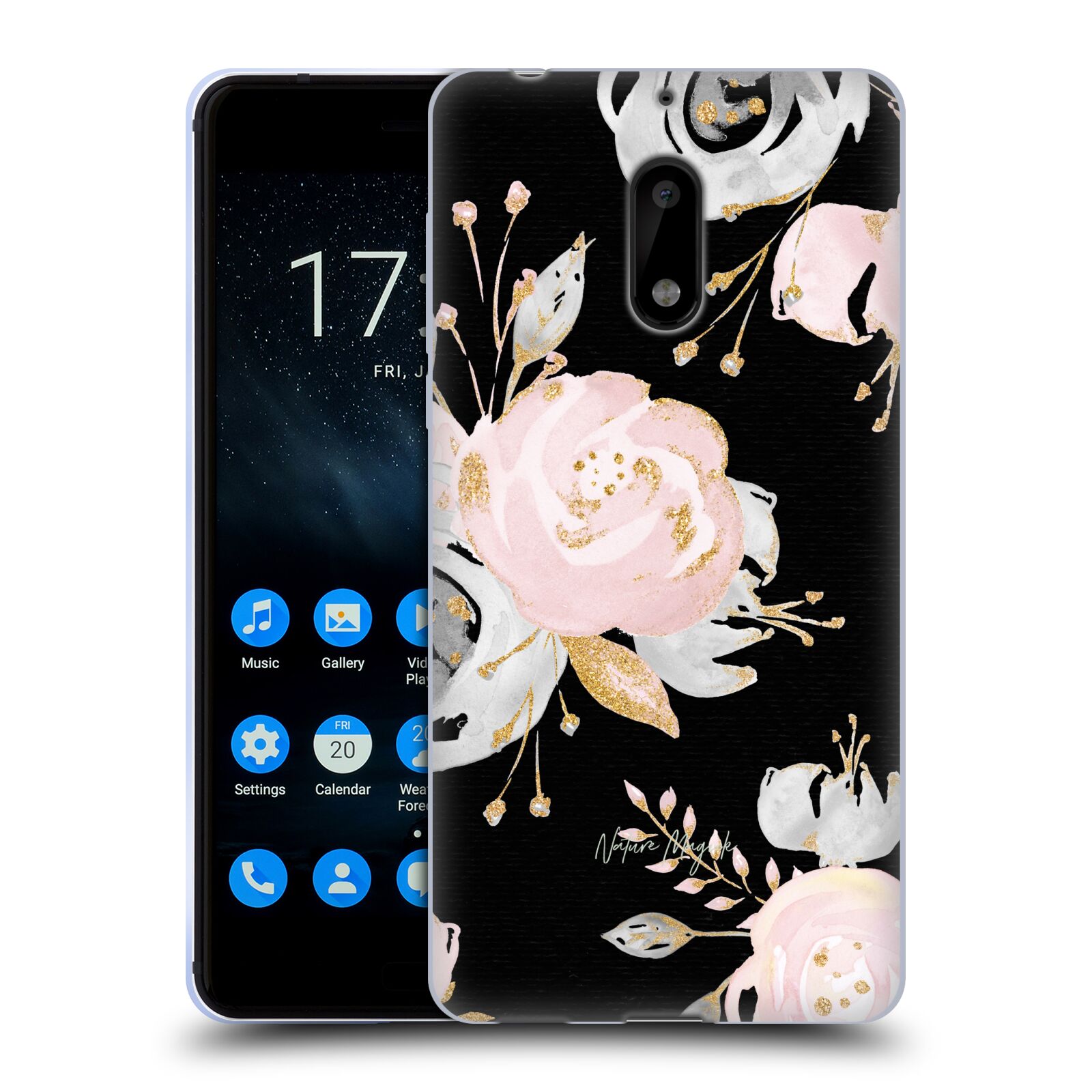 NATURE MAGICK ROSE GOLD GLITTER NIGHT ROSES SOFT GEL CASE FOR NOKIA PHONES 1 - Picture 10 of 10