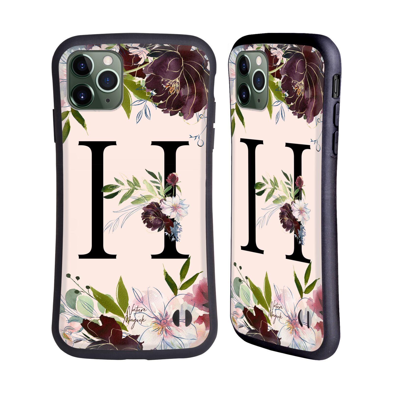 NATURE MAGICK ROSE GOLD FLOWERS MONOGRAM 1 HYBRID CASE FOR APPLE iPHONES PHONES - Picture 15 of 20