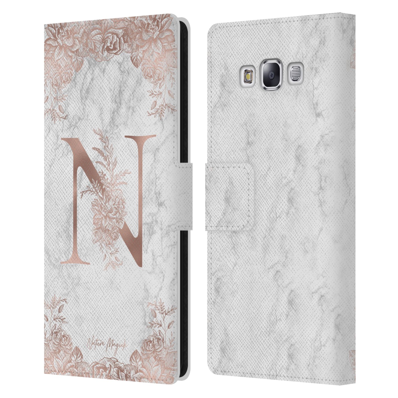 NATURE MAGICK ROSE GOLD MARBLE MONOGRAM 2 LEATHER BOOK CASE FOR SAMSUNG PHONES 3