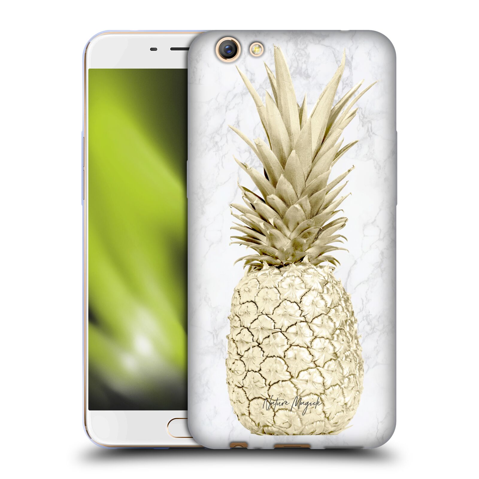 OFFICIAL NATURE MAGICK ROSE GOLD PINEAPPLE ON MARBLE GEL CASE FOR OPPO PHONES