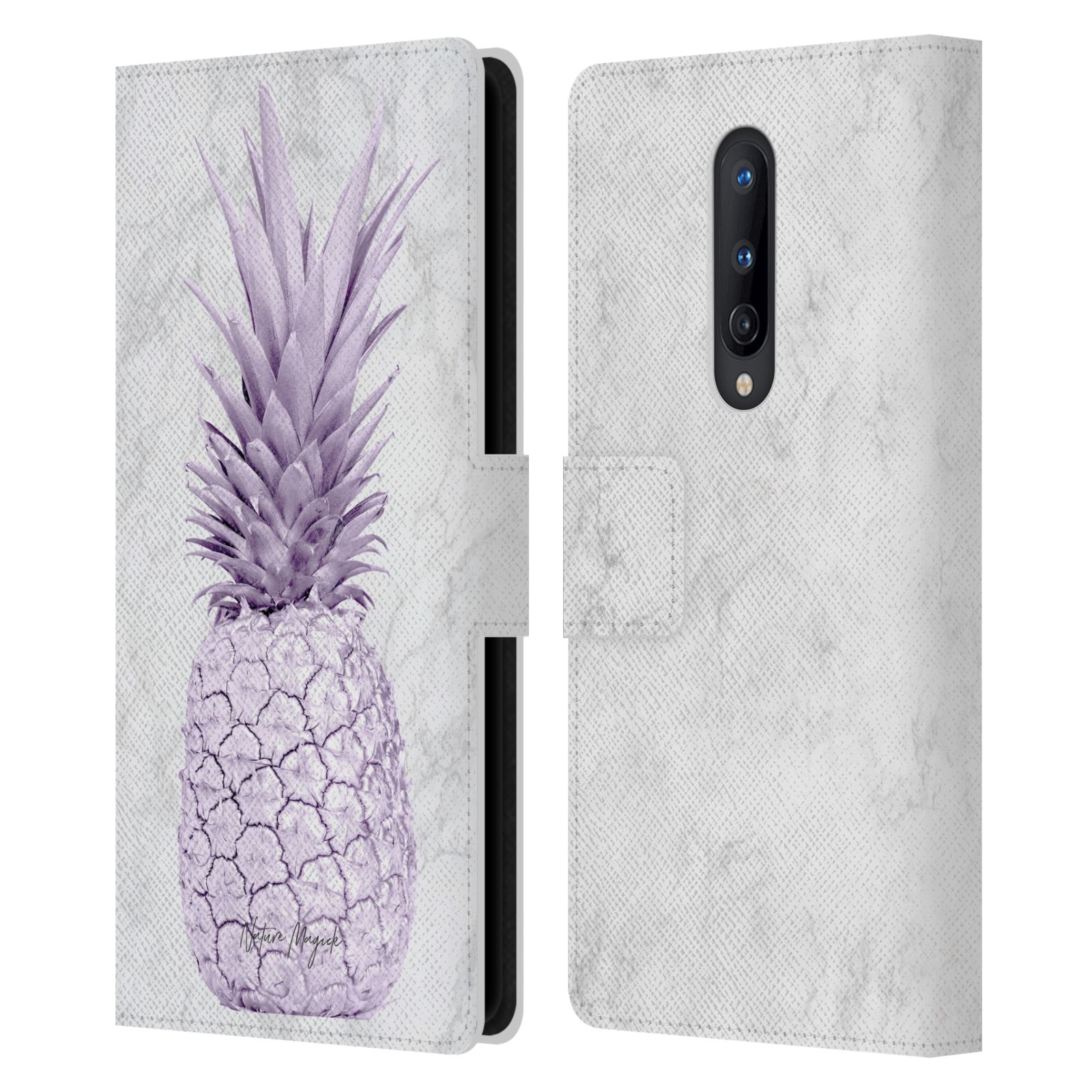 NATURE MAGICK ROSE GOLD PINEAPPLE ON MARBLE LEATHER BOOK CASE FOR ONEPLUS PHONES - Picture 9 of 12