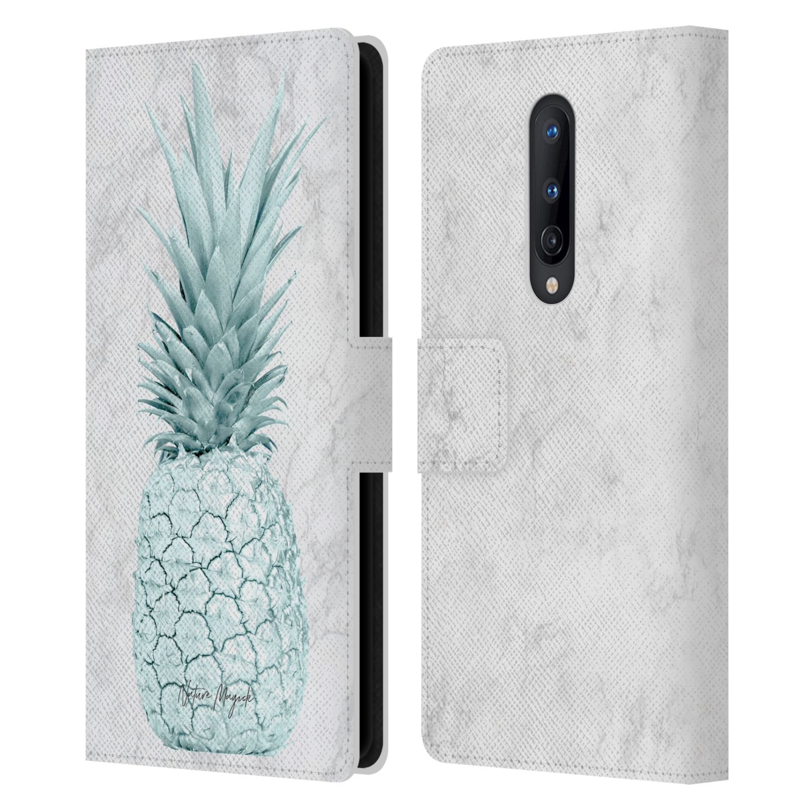 NATURE MAGICK ROSE GOLD PINEAPPLE ON MARBLE LEATHER BOOK CASE FOR ONEPLUS PHONES - Picture 11 of 12