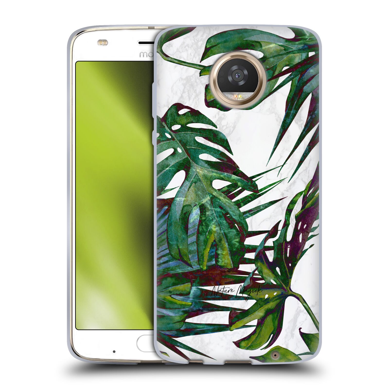 NATURE MAGICK TROPICAL PALM LEAVES ON MARBLE SOFT GEL CASE F