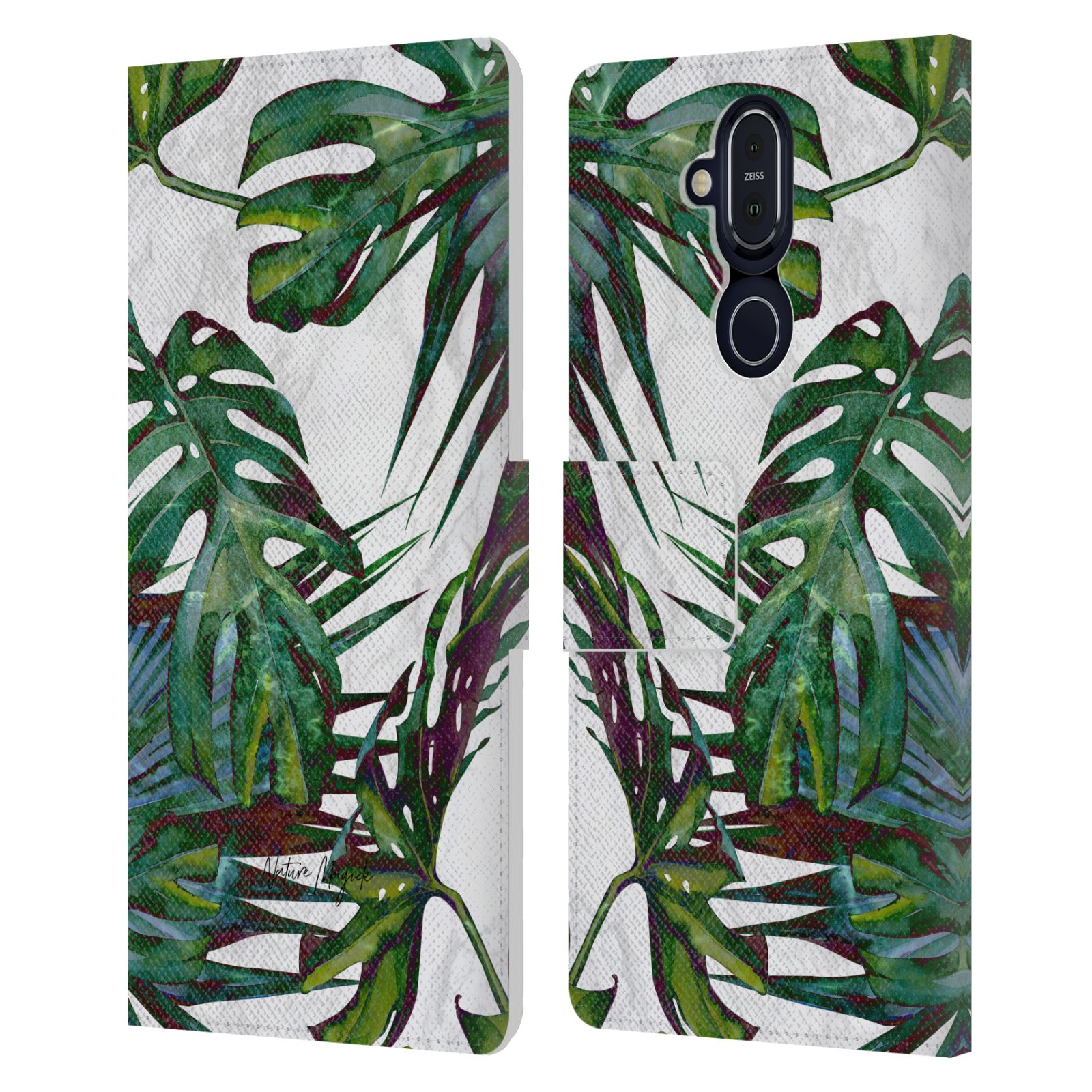 NATURE MAGICK PALM LEAVES ON MARBLE LEATHER BOOK CASE FOR MICROSOFT NOKIA PHONES - Picture 8 of 12
