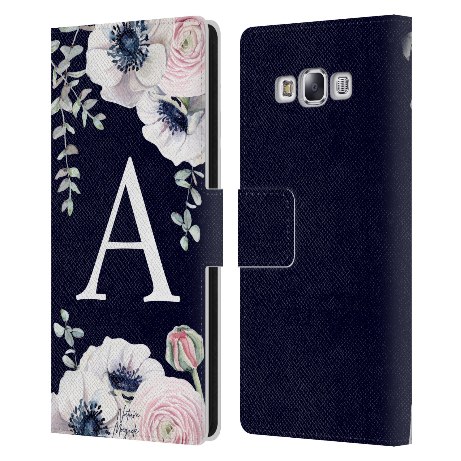 NATURE MAGICK WATERCOLOUR FLOWER MONOGRAM 1 LEATHER BOOK CASE SAMSUNG PHONE 3