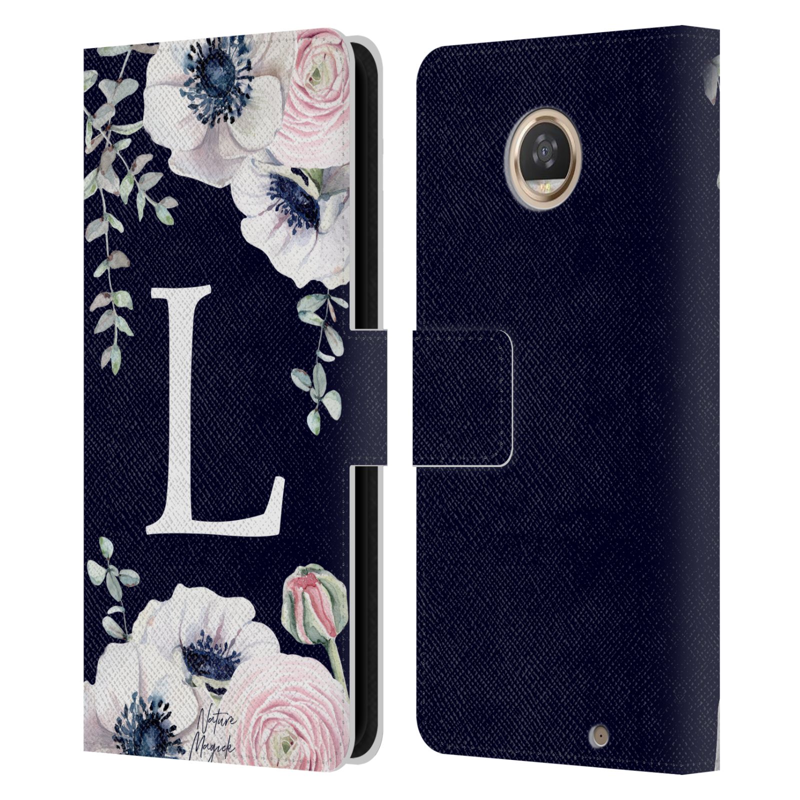 NATURE MAGICK WATERCOLOUR FLOWER MONOGRAM 1 LEATHER BOOK CASE MOTOROLA PHONES - Picture 18 of 19