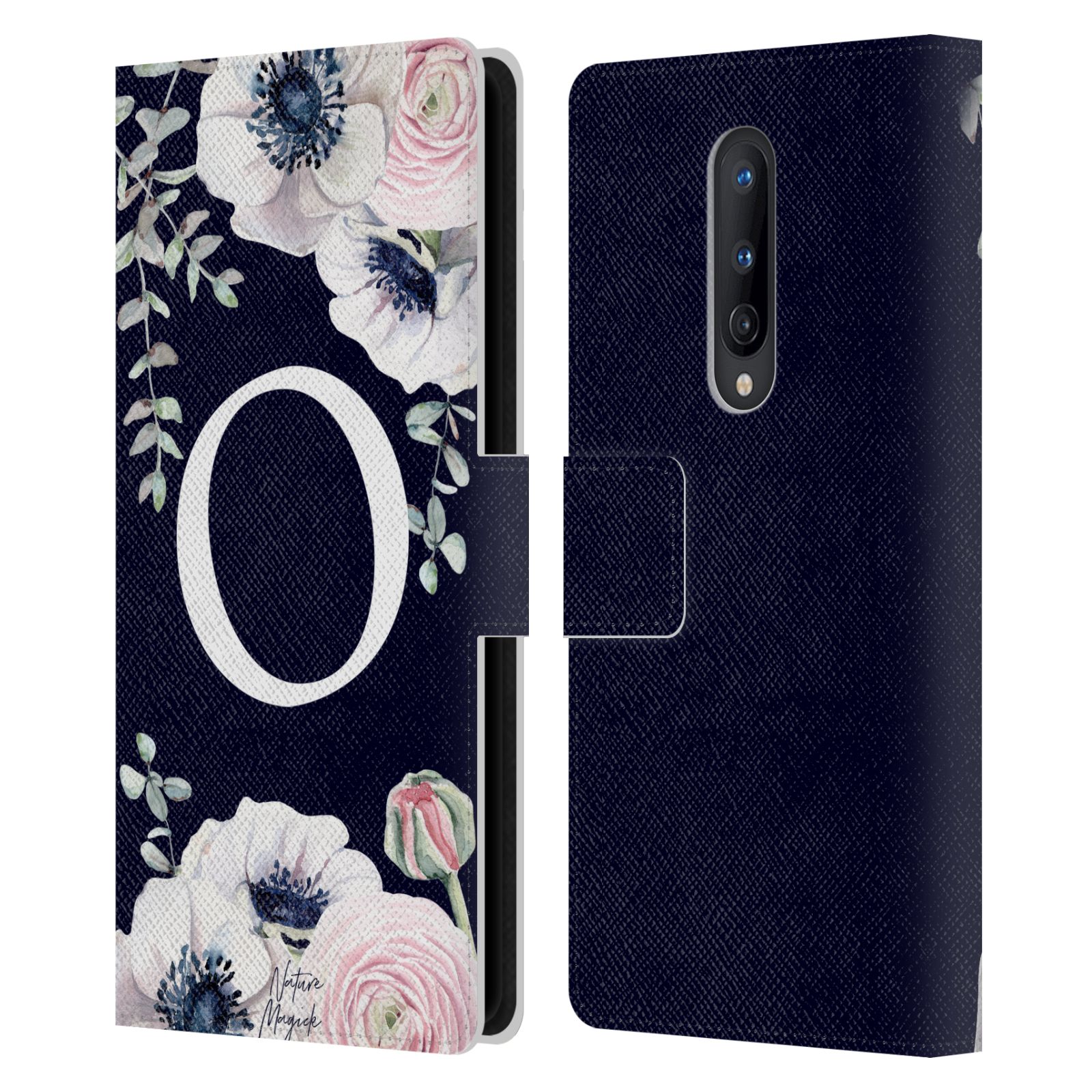 NATURE MAGICK WATERCOLOUR FLOWER MONOGRAM 2 LEATHER BOOK CASE FOR ONEPLUS PHONES - Picture 8 of 18