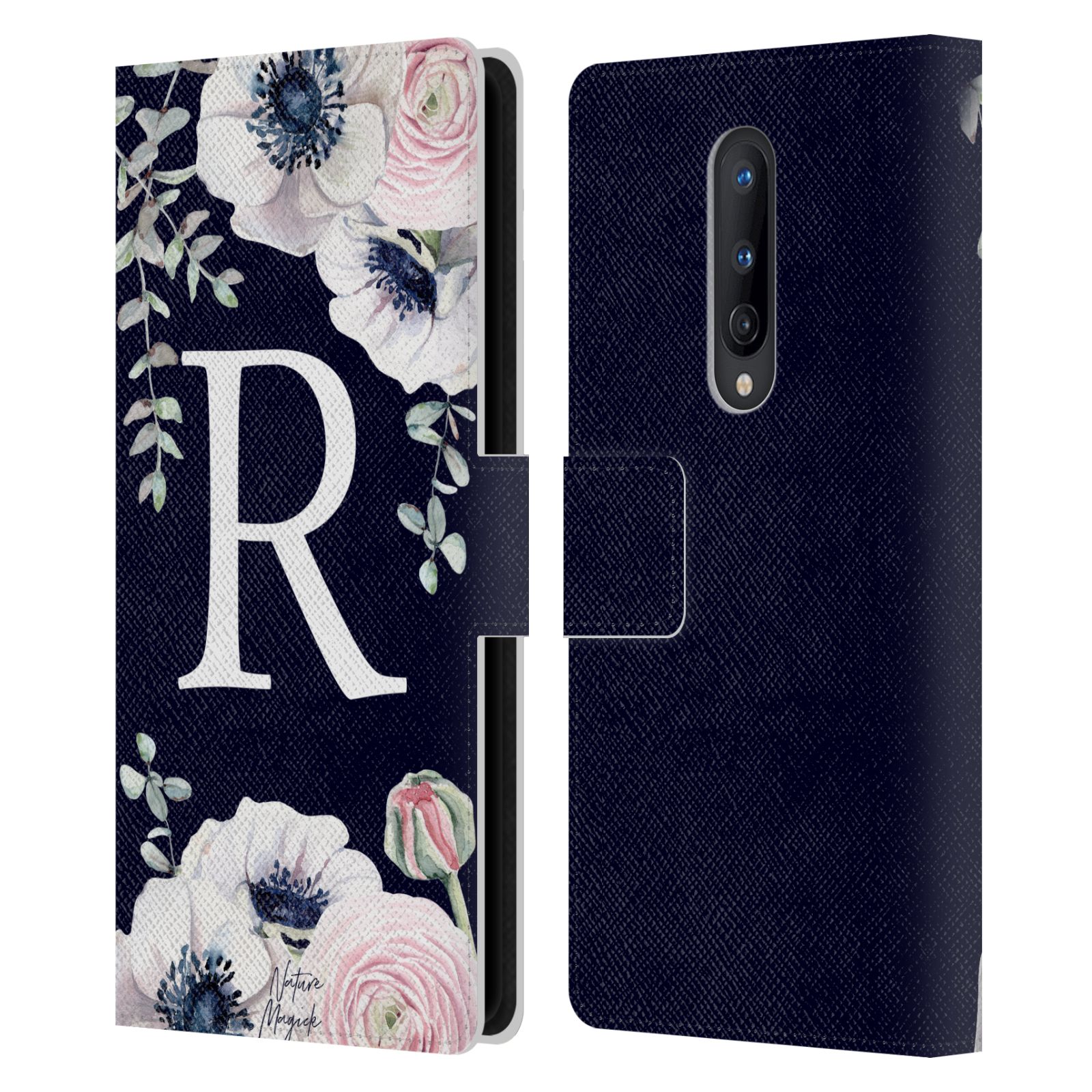 NATURE MAGICK WATERCOLOUR FLOWER MONOGRAM 2 LEATHER BOOK CASE FOR ONEPLUS PHONES - Picture 10 of 18