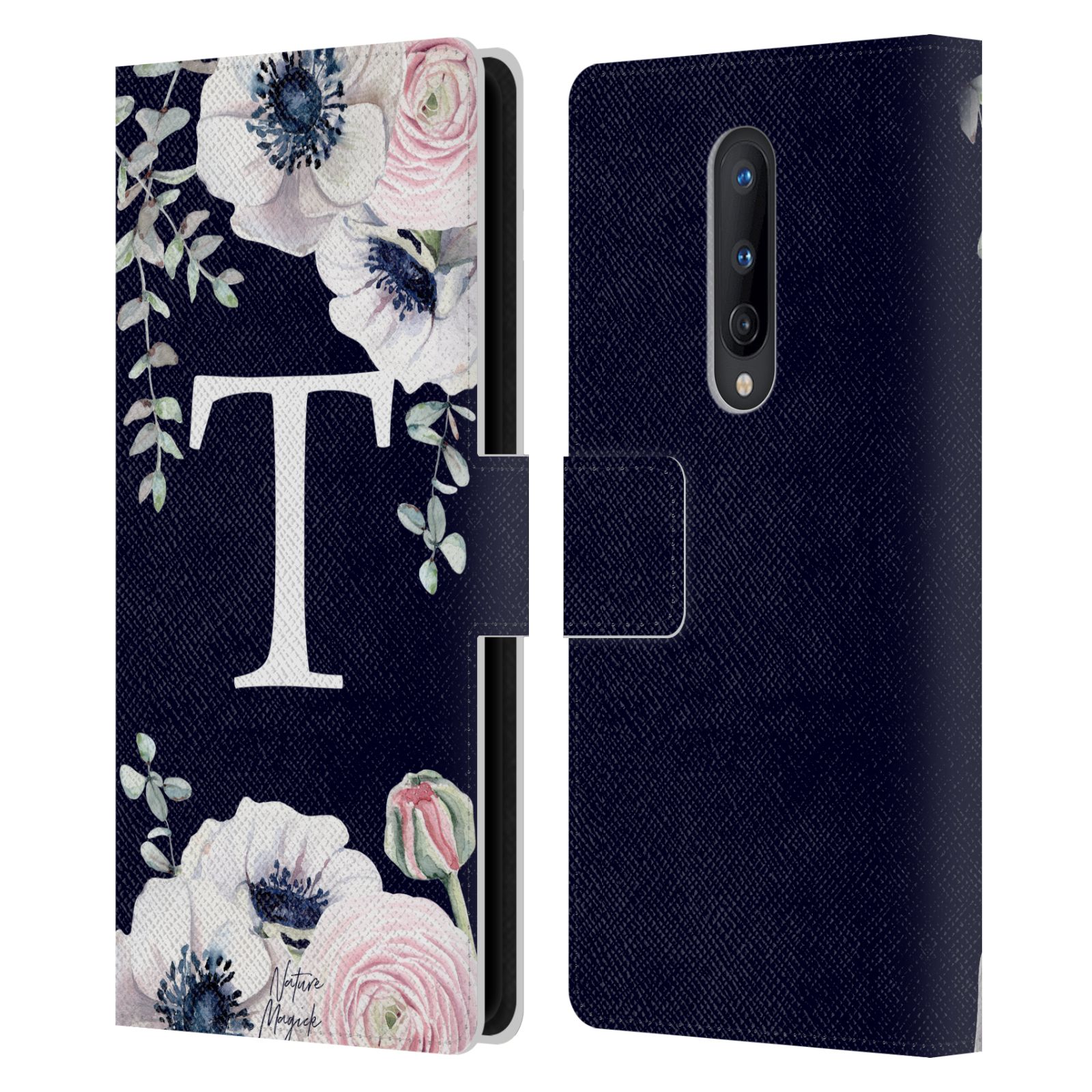NATURE MAGICK WATERCOLOUR FLOWER MONOGRAM 2 LEATHER BOOK CASE FOR ONEPLUS PHONES - Picture 12 of 18