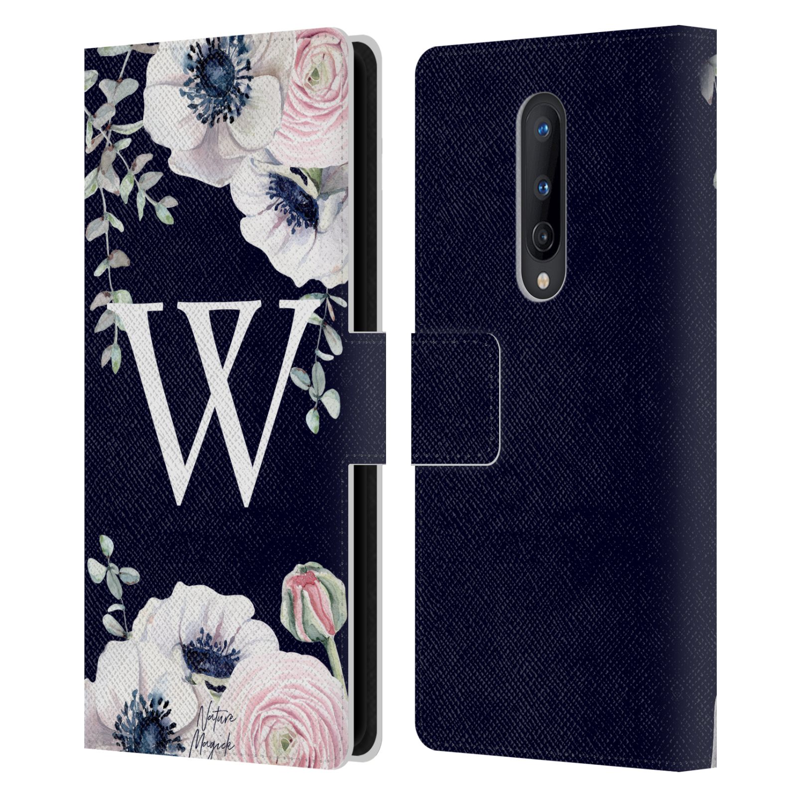 NATURE MAGICK WATERCOLOUR FLOWER MONOGRAM 2 LEATHER BOOK CASE FOR ONEPLUS PHONES - Picture 15 of 18
