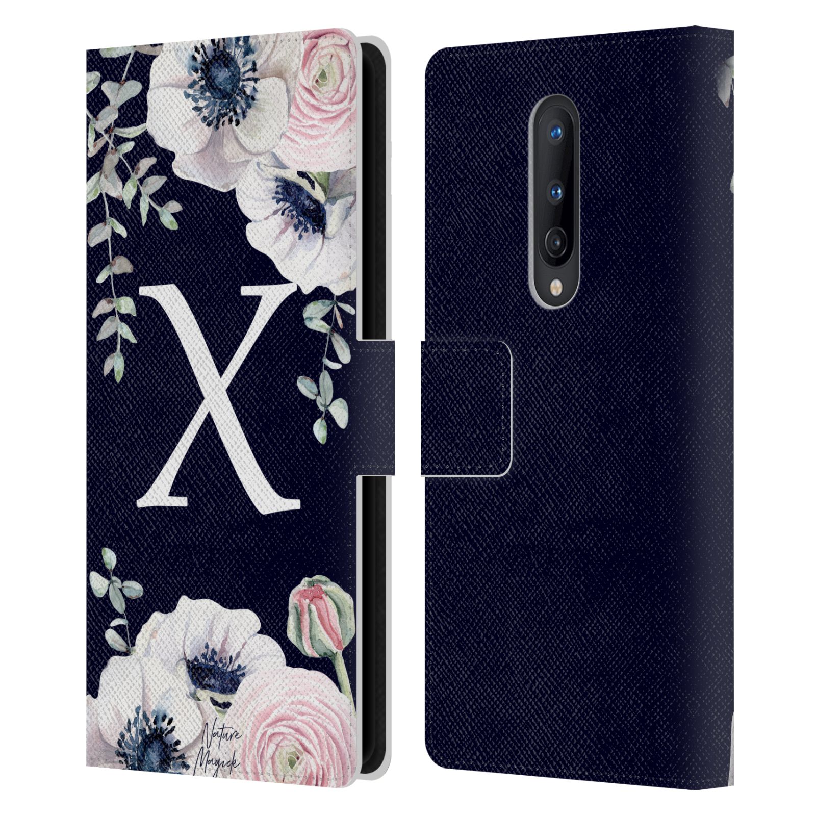 NATURE MAGICK WATERCOLOUR FLOWER MONOGRAM 2 LEATHER BOOK CASE FOR ONEPLUS PHONES - Picture 16 of 18