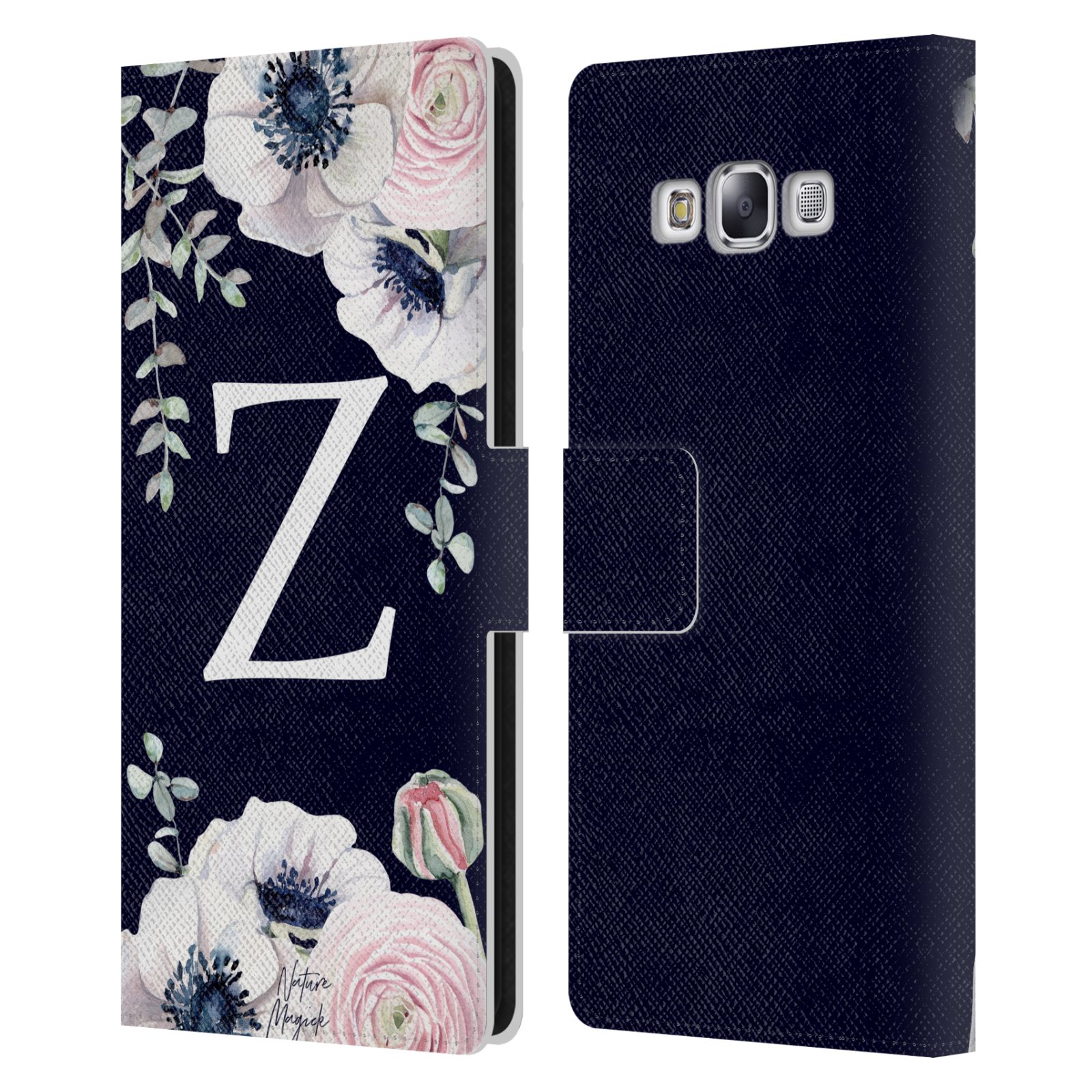 NATURE MAGICK WATERCOLOUR FLOWER MONOGRAM 2 LEATHER BOOK CASE FOR SAMSUNG 3