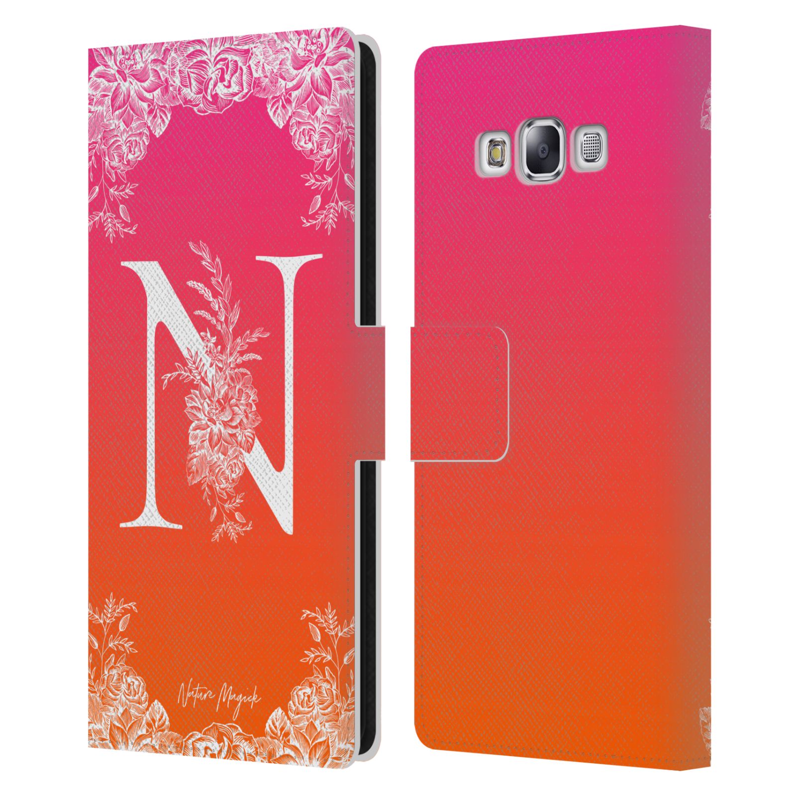 NATURE MAGICK WHITE FLORAL MONOGRAM 2 LEATHER BOOK CASE FOR SAMSUNG PHONE 3 - Picture 7 of 18