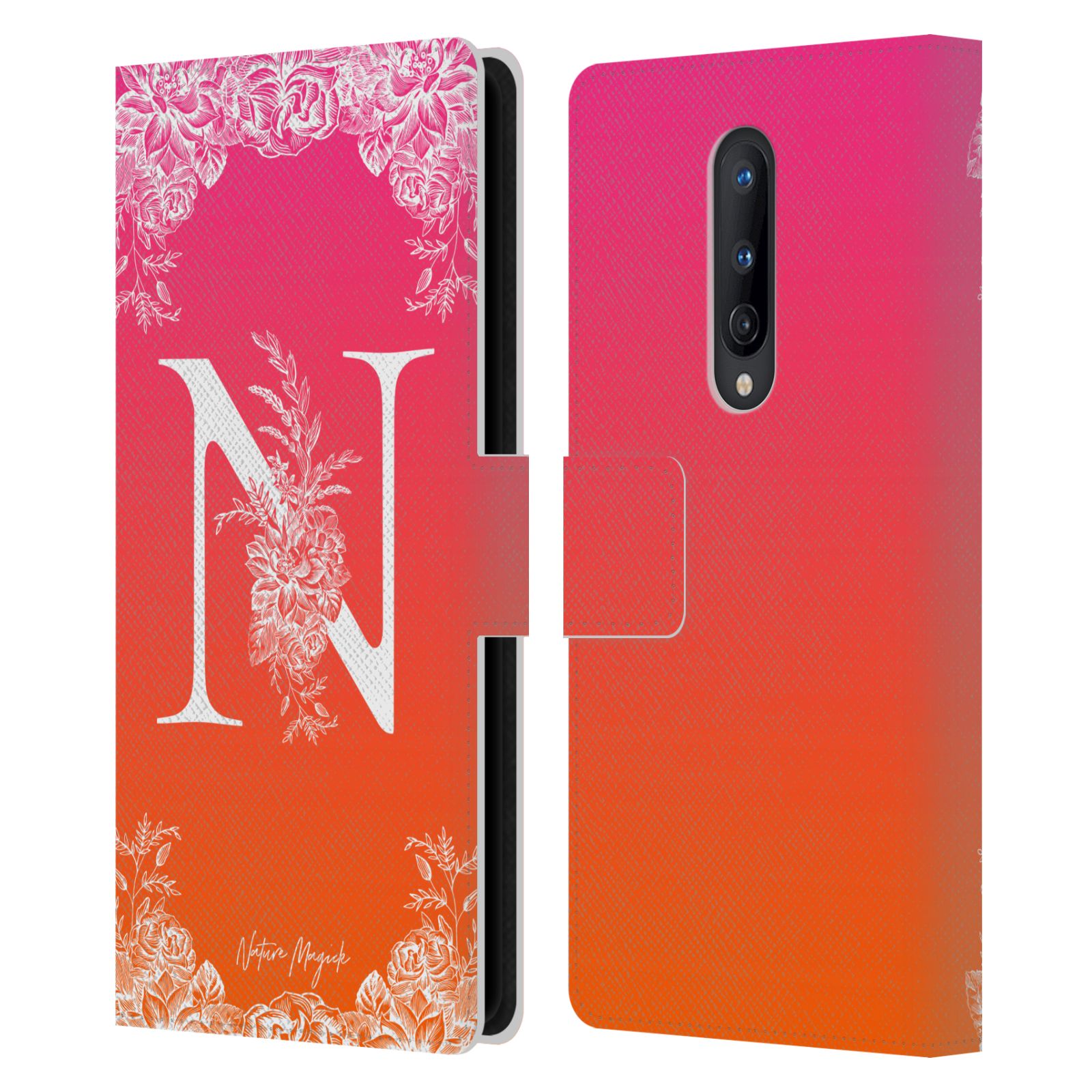 NATURE MAGICK WHITE FLORAL MONOGRAM 2 LEATHER BOOK CASE FOR ONEPLUS PHONES - Picture 7 of 18