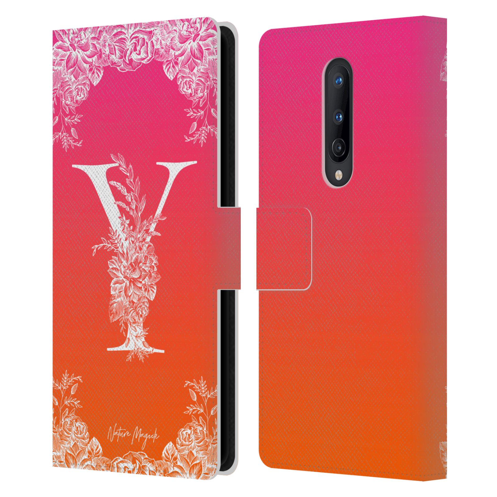 NATURE MAGICK WHITE FLORAL MONOGRAM 2 LEATHER BOOK CASE FOR ONEPLUS PHONES - Picture 17 of 18