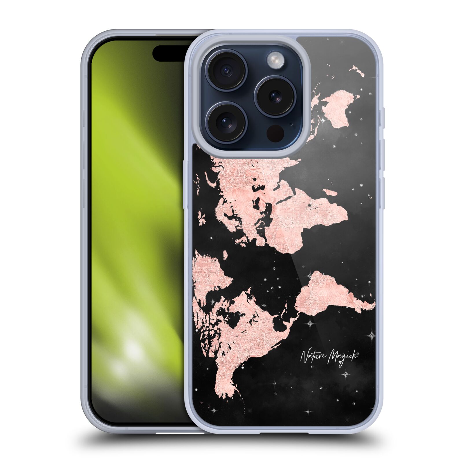NATURE MAGICK WORLD MAP ROSE GOLD GLITTER SOFT GEL CASE FOR APPLE iPHONE PHONES - Picture 10 of 10