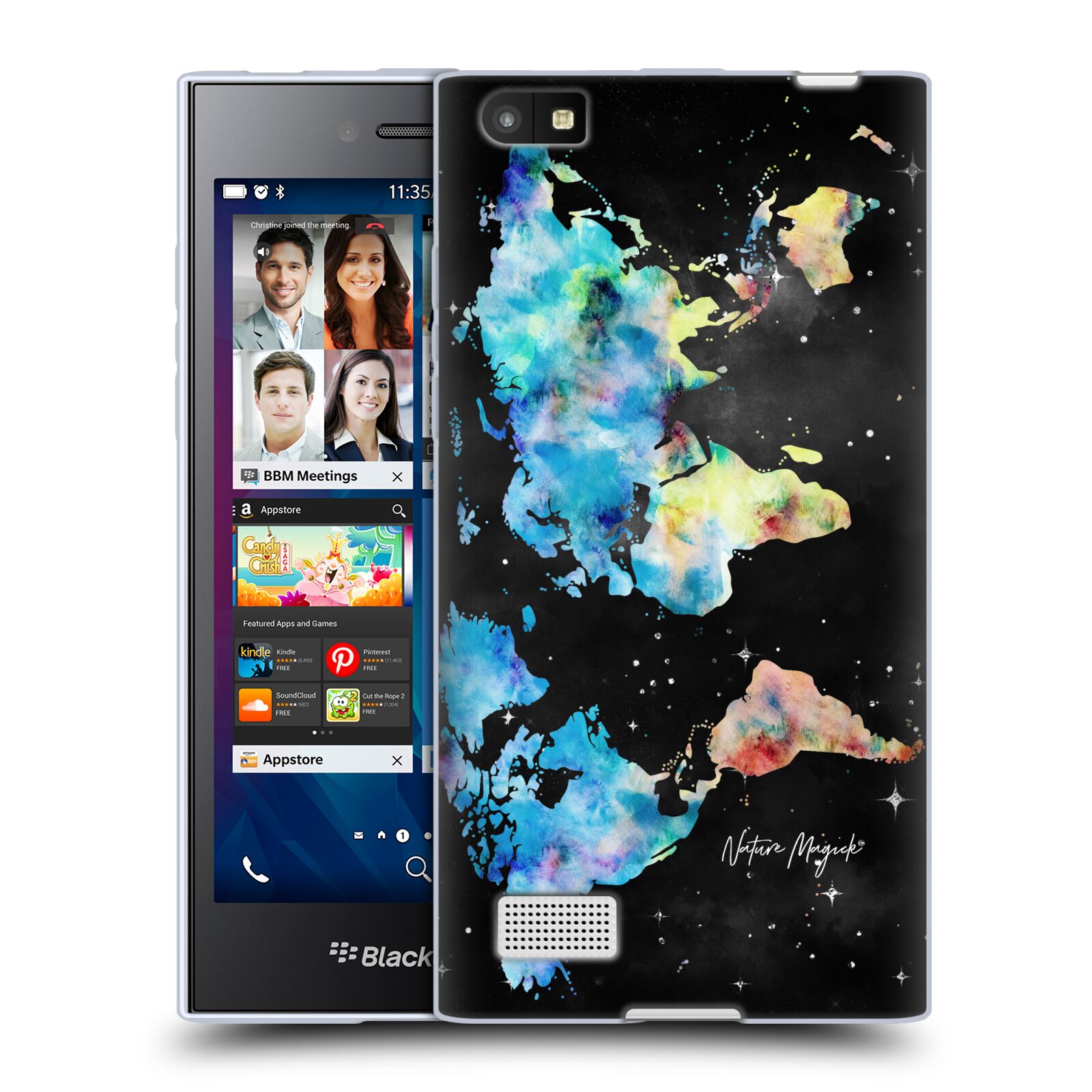 NATURE MAGICK WATERCOLOR WORLD MAP TEAL PINK SOFT GEL CASE FOR BLACKBERRY PHONES - Picture 8 of 10