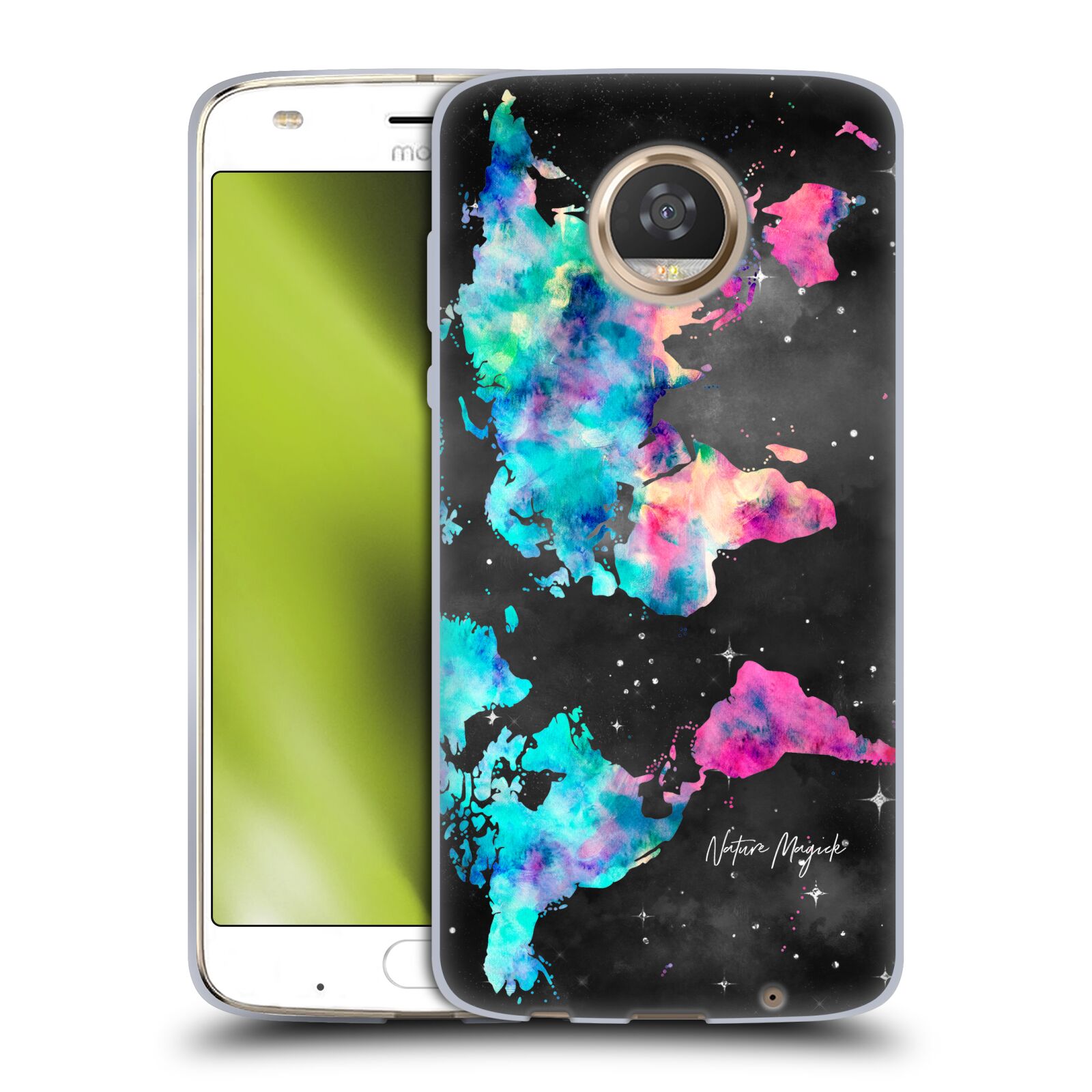 NATURE MAGICK WATERCOLOR WORLD MAP TEAL PINK SOFT GEL CASE FOR MOTOROLA PHONES 2 - Picture 8 of 8