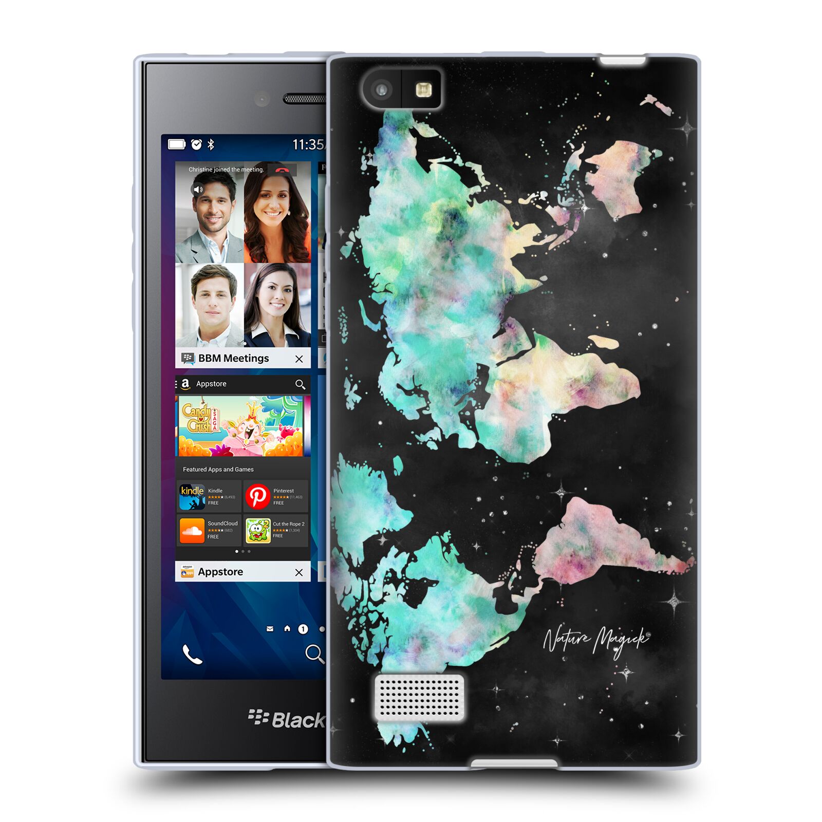 NATURE MAGICK WATERCOLOR WORLD MAP TEAL PINK SOFT GEL CASE FOR BLACKBERRY PHONES - Picture 10 of 10