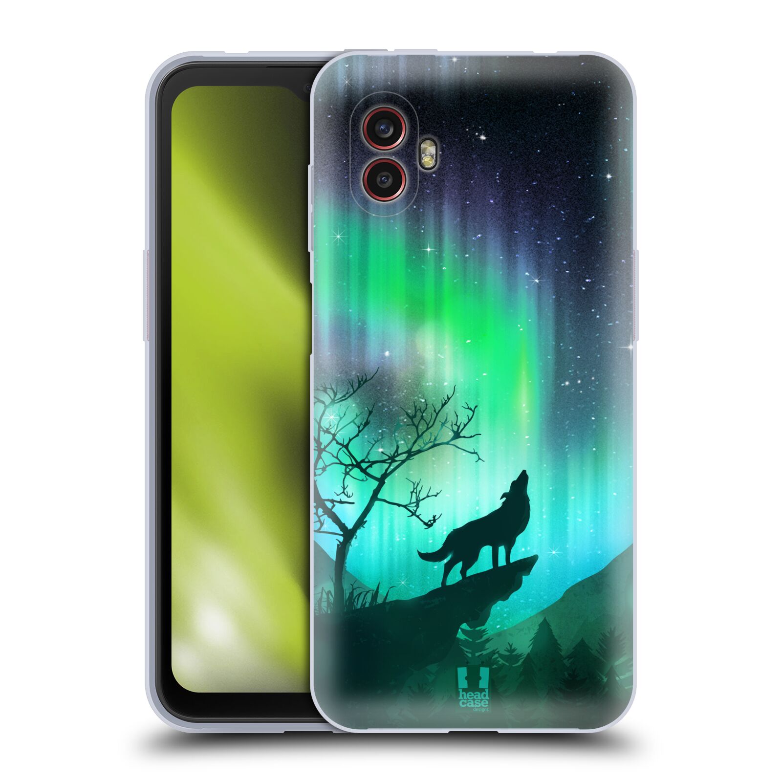 Silikonové pouzdro - Samsung Galaxy Xcover 6 Pro - Head Case - POLÁRNÍ ZÁŘE VLK (Silikonový kryt, obal, pouzdro na mobilní telefon Samsung Galaxy Xcover 6 Pro s motivem POLÁRNÍ ZÁŘE VLK)